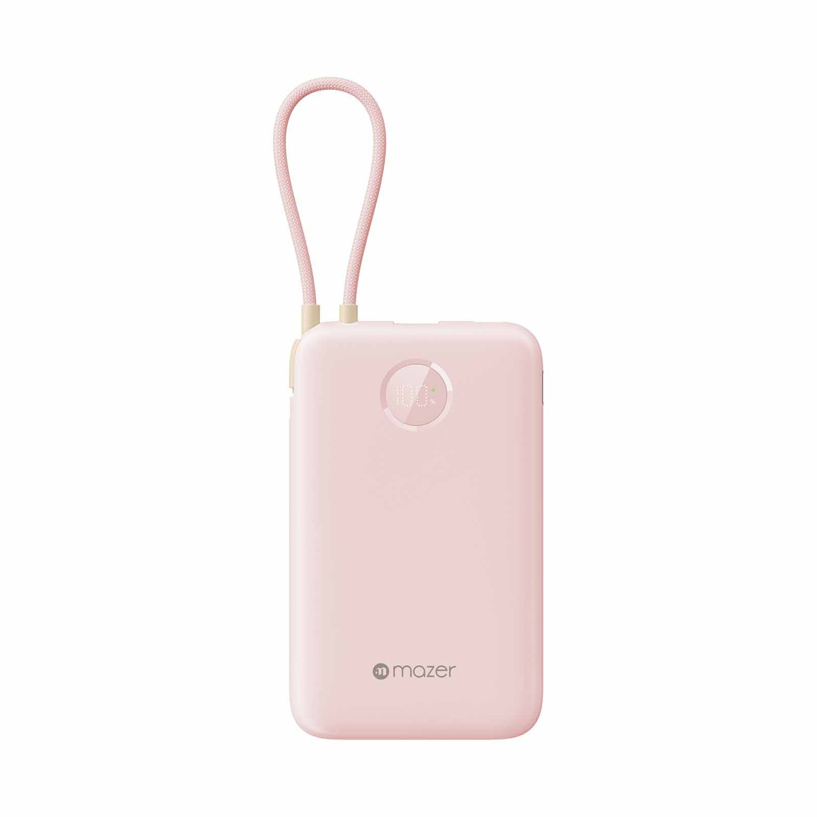 MAZER Powercharge Link 10,000mah Built-in Usb-c Cable Pd20w Power Bank-pink M-PC20LINK10V2-PK-image 1