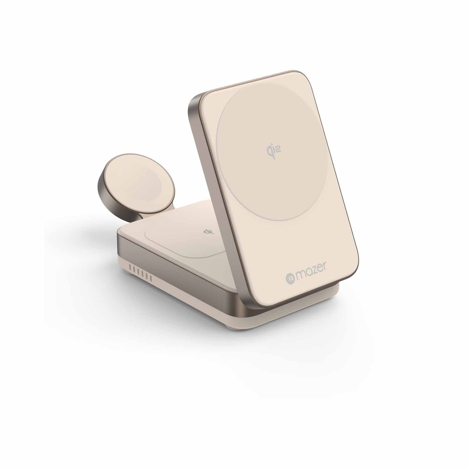 MAZER Qi2 Certified 25w Foldable 3in1 Wireless Charger-desert Titanium M-QI2-MAGFOLD05-DT-image 4