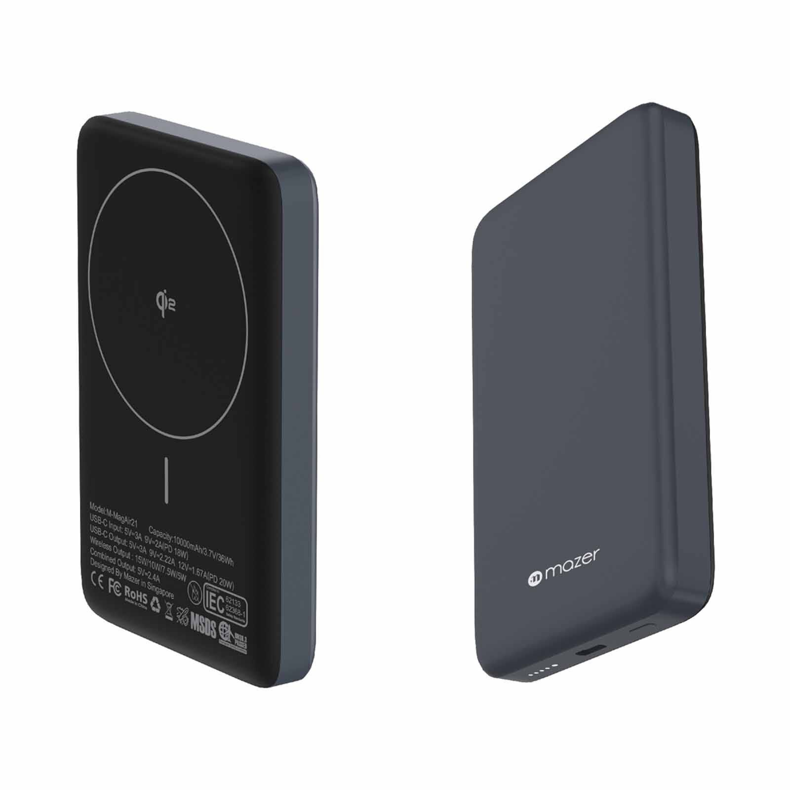 MAZER Qi2 Certified 15w 10,000mah, Usb-c Pd20w Ultra Slim Power Bank-grey M-MAGAIR21-GY-image 5
