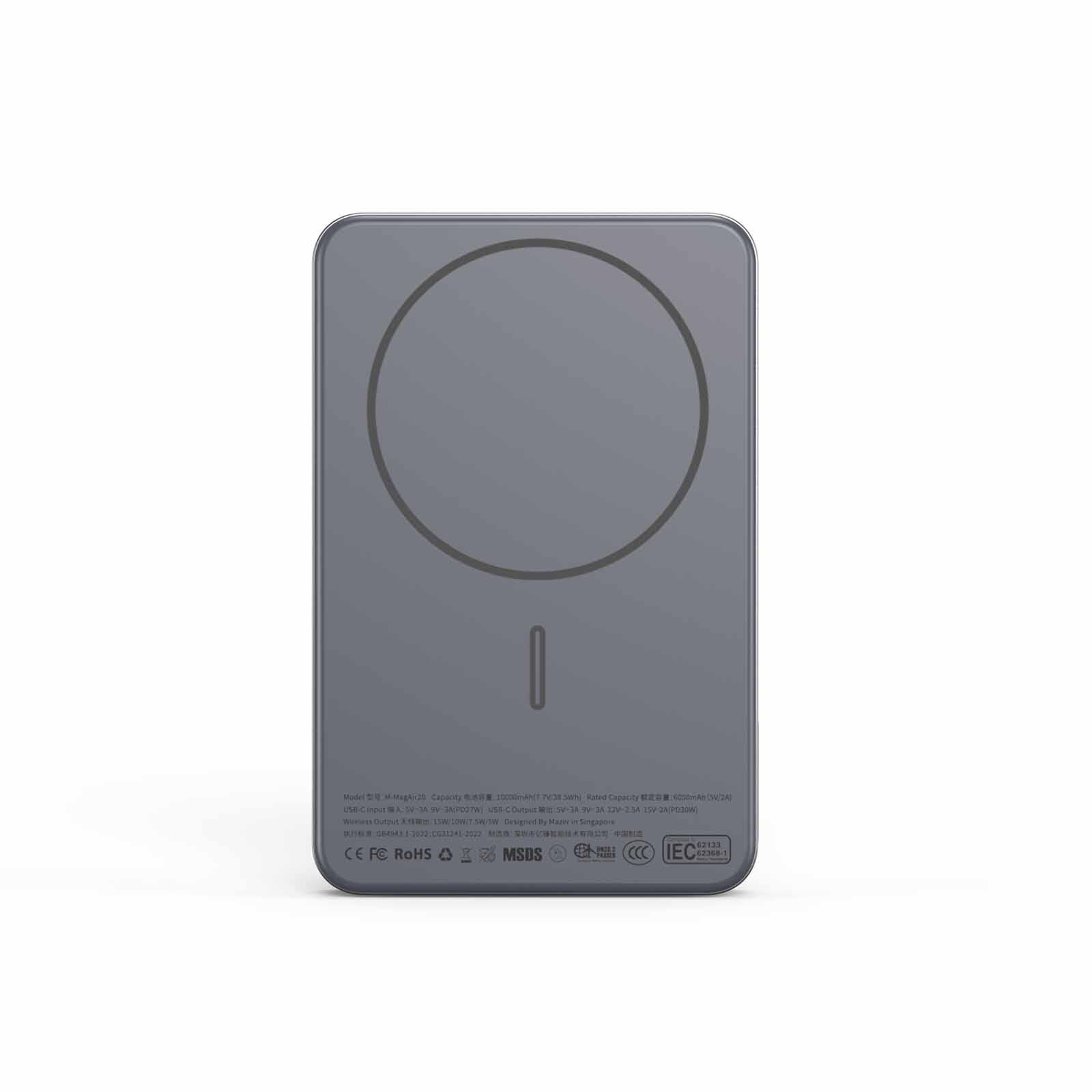 MAZER Ccc Certified Magnetic 15w 10000mah/pd30w With Istand Power Bank-blackgrey M-MAGAIR20-BG-image 7