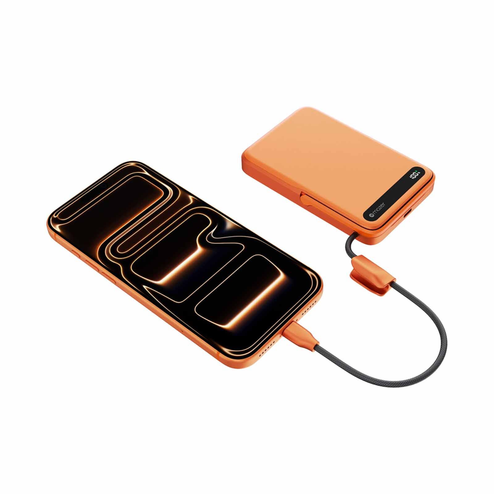 MAZER Maglink 10,000mah Magnetic 15w/apple Watch Charging/usb-c Pd27w Cable Power Bank - Sunset Orange M-MAGLINK19-SO-image 2