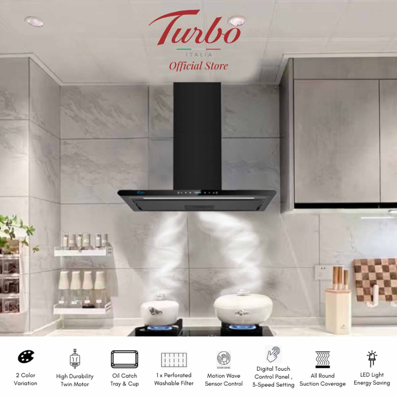 TURBO 90cm T-ultra Slim Chimney Hood (stainless Steel) T208-SS-image 2