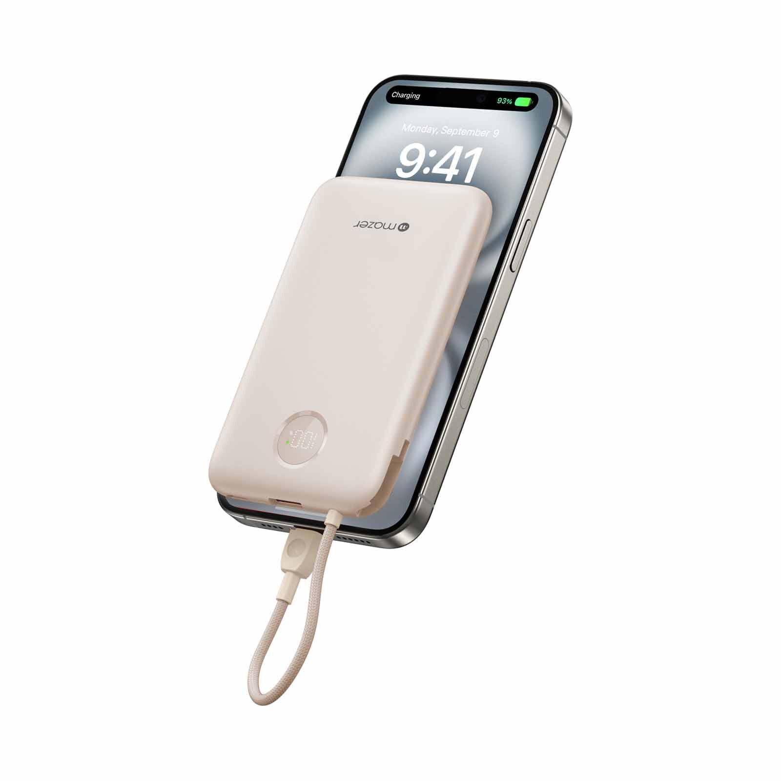 MAZER Powercharge Link 10,000mah Built-in Usb-c Cable Pd20w Power Bank-cream M-PC20LINK10V2-CM-image 4