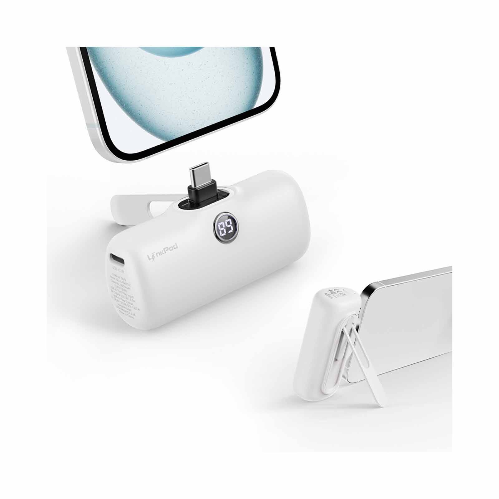 IWALK Linkpod Style Powerbank W/foldable Stand (5000mah) Type-c White LPS001C-002A-image 1