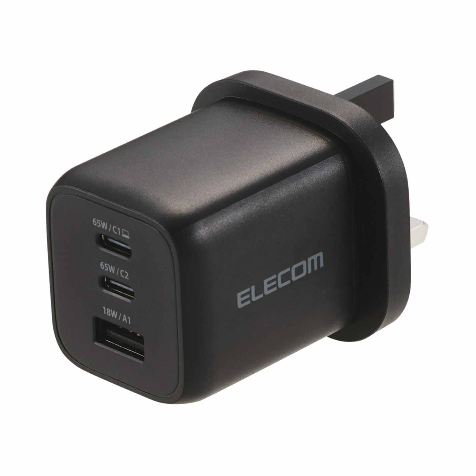 ELECOM 65w Pd Wall Charger C-2port A-1port MPA-ACAS02BFBK-image 1