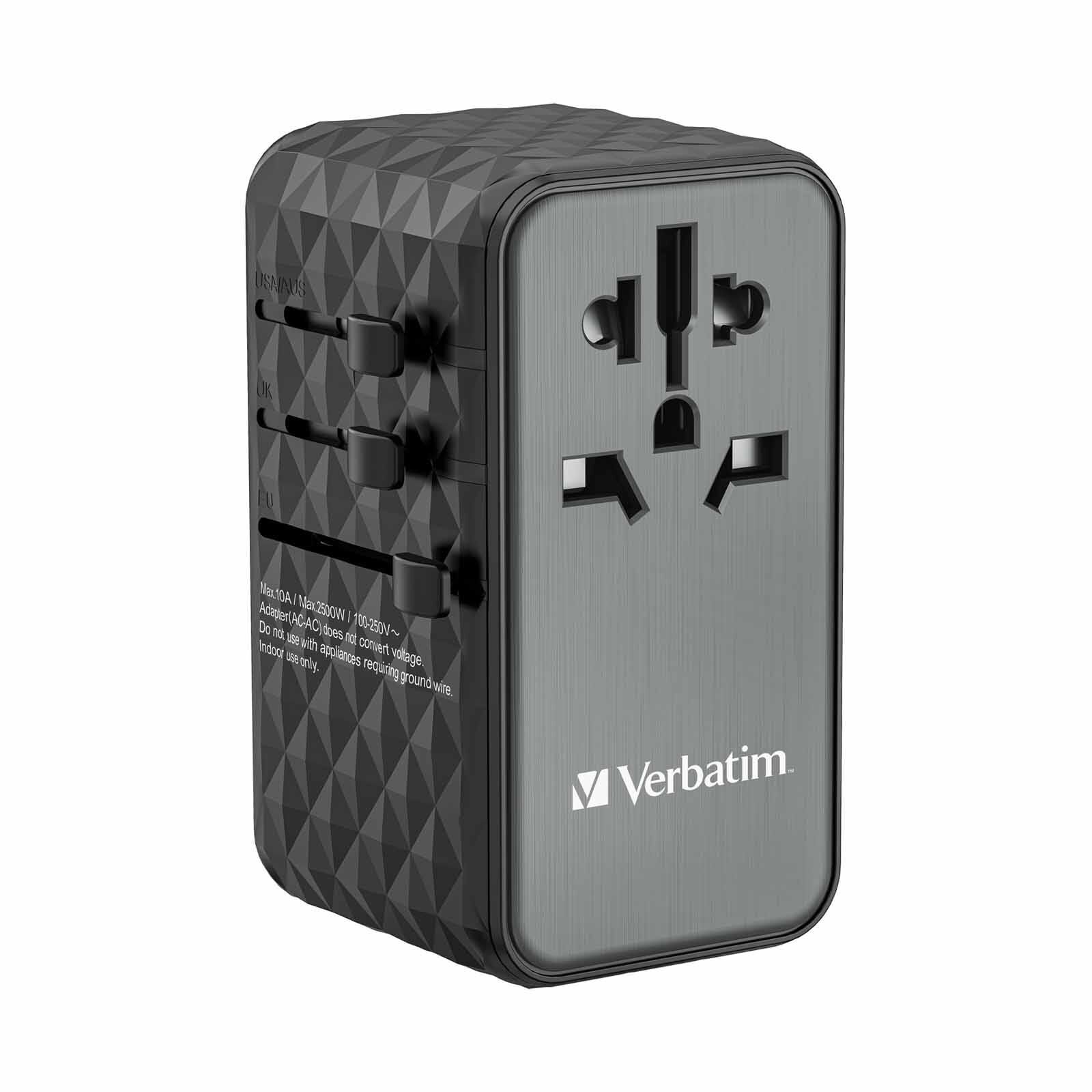 VERBATIM Uta-06 Gan Iii Universal Travel Adapter With 2 X Usb-c Pd 100w & Qc 4.0+ / 2 X Usb-a Qc 3.0 VM32121-image 4