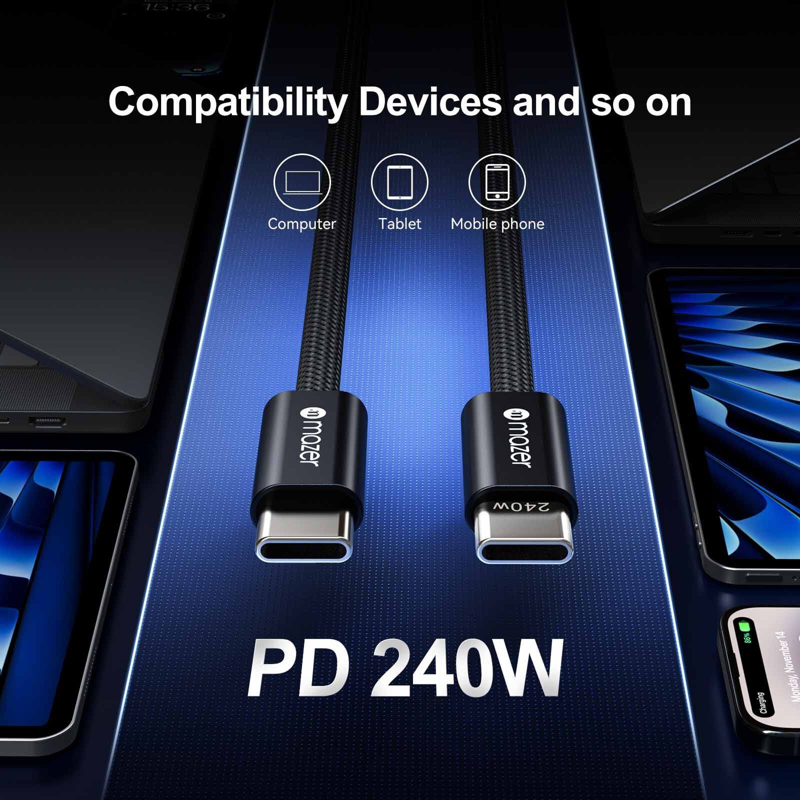MAZER Infinitelink Flex2 240w/1m Usb-c Braided Cable-black M-FLEX2-C1M-BK-image 7