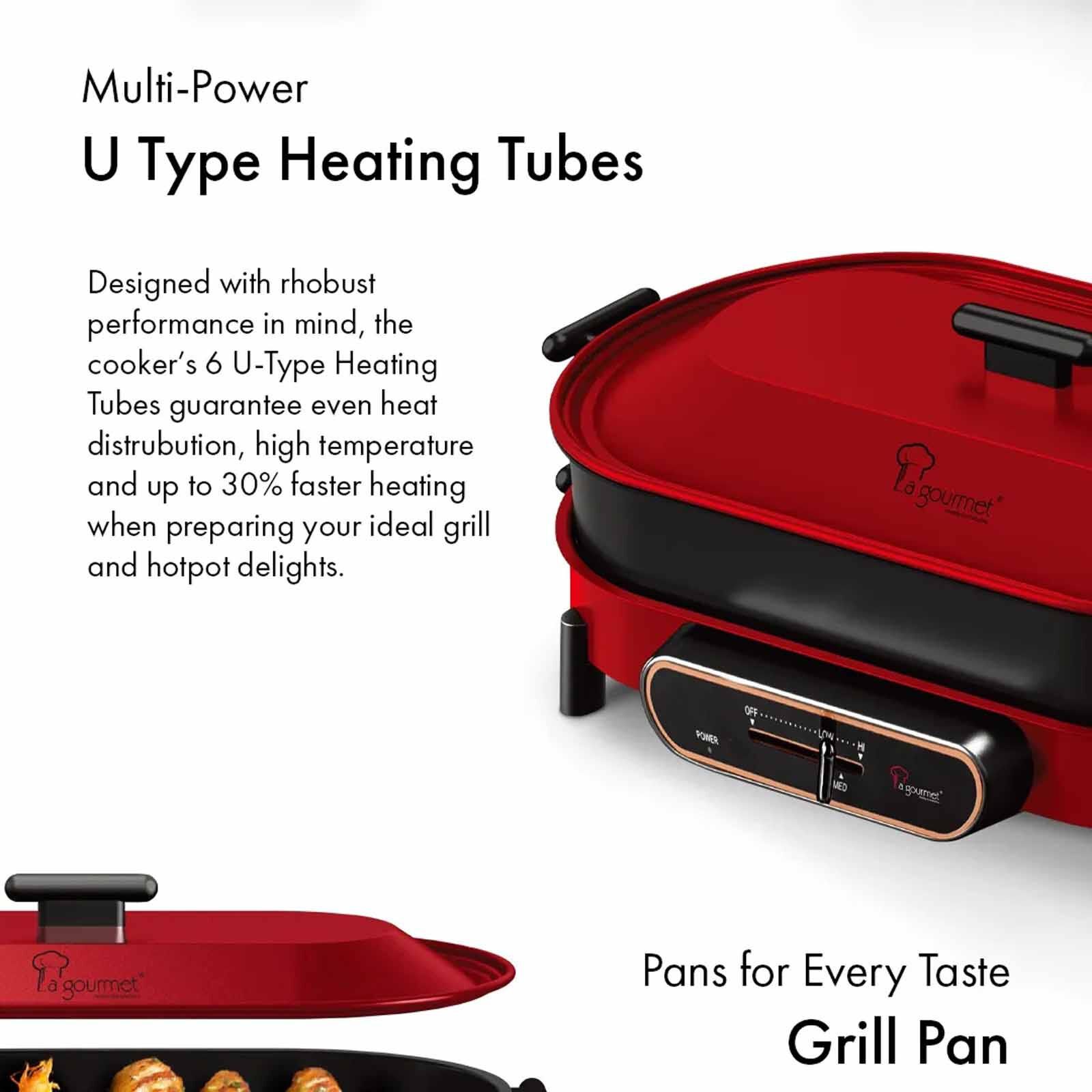 LA GOURMET Flame Multi Electric Cooker - Red LGELFE409768-image 5