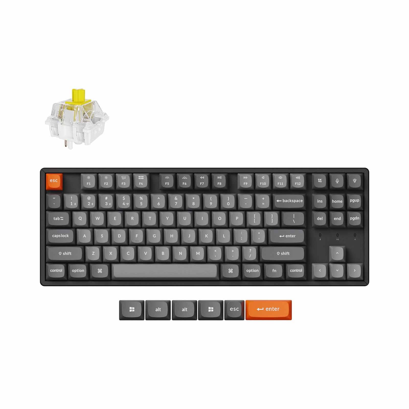KEYCHRON K8 Max Tenkeyless Wireless Mechanical Keyboard, 80% Tkl 87 Key, Black Full Assembled, Banana Switch, KYCN-K8M-J4