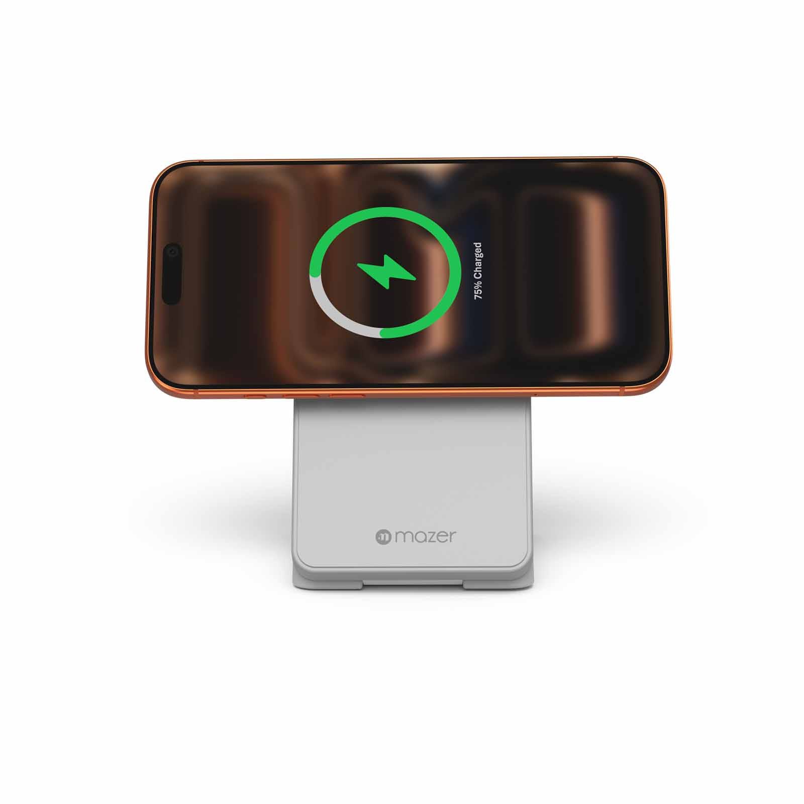 MAZER Qi2.2 25w Foldable 3in1 Total 35w Wireless Charging Stand-lightgrey M-MAGFOLD07-LG-image 7