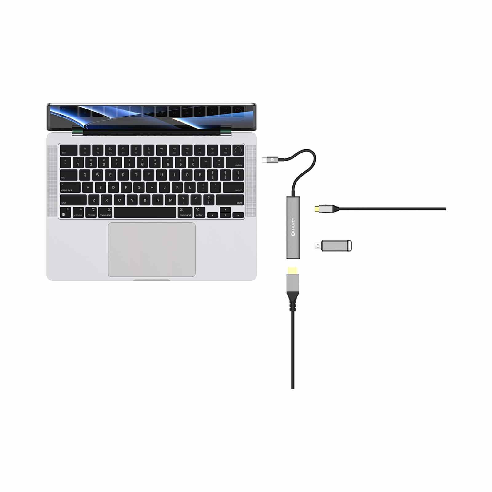 MAZER Infinitehub 3in1 Usb-c To Hdmi 4k/30hz + Usb-ax1/usb-c Pd100w Charging Hub-grey M-HUB50-GY-image 2