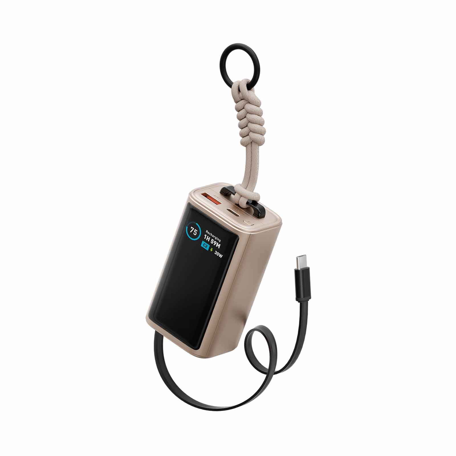 ENERGEA Compac Arc 45, 10000mah Powerbank With Built In 70cm Usb-c Cable Pd45w - Gold CP45-ARC10K-GLD-image 1