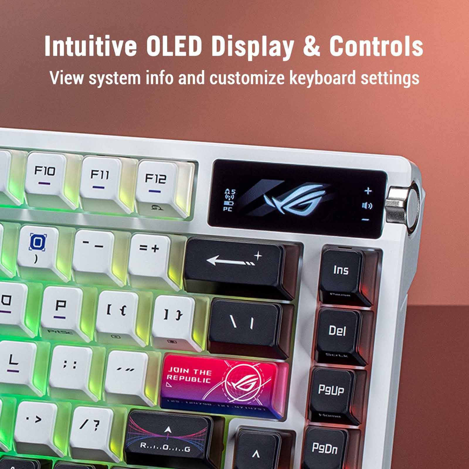 ASUS Rog Azoth X Nx Snow Wireless Custom Keyboard M704 - AZOTH X NX/SW (PBT)-image 3