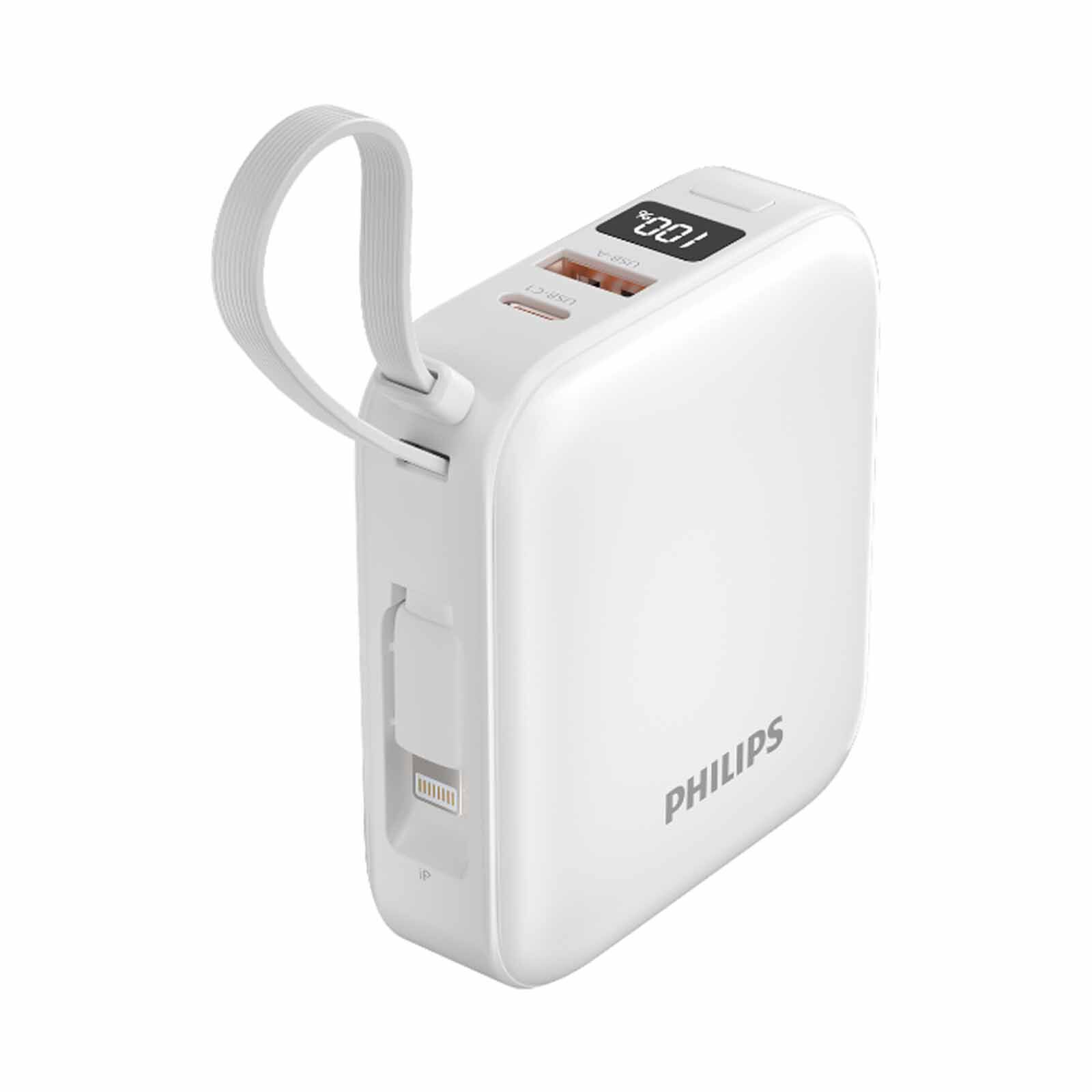 PHILIPS 10000mah 22.5w Powerbank With Built-in Usb-c & Lightning Cables Ccc DLP2217W/97-image 2