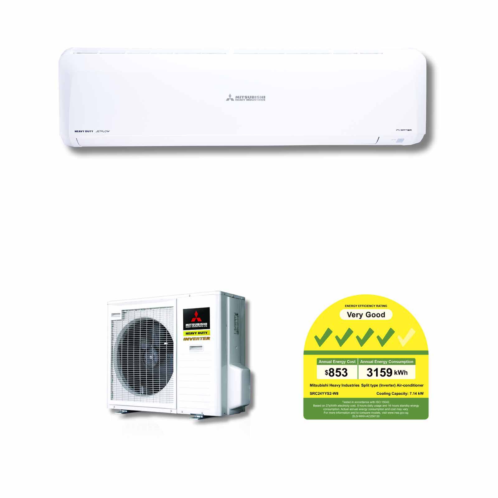 MHI Mhi Rocket Series 24 000 Btu Single Splitaircon SRC24YYS2-W8/SRK24YYS2-W8-image 1
