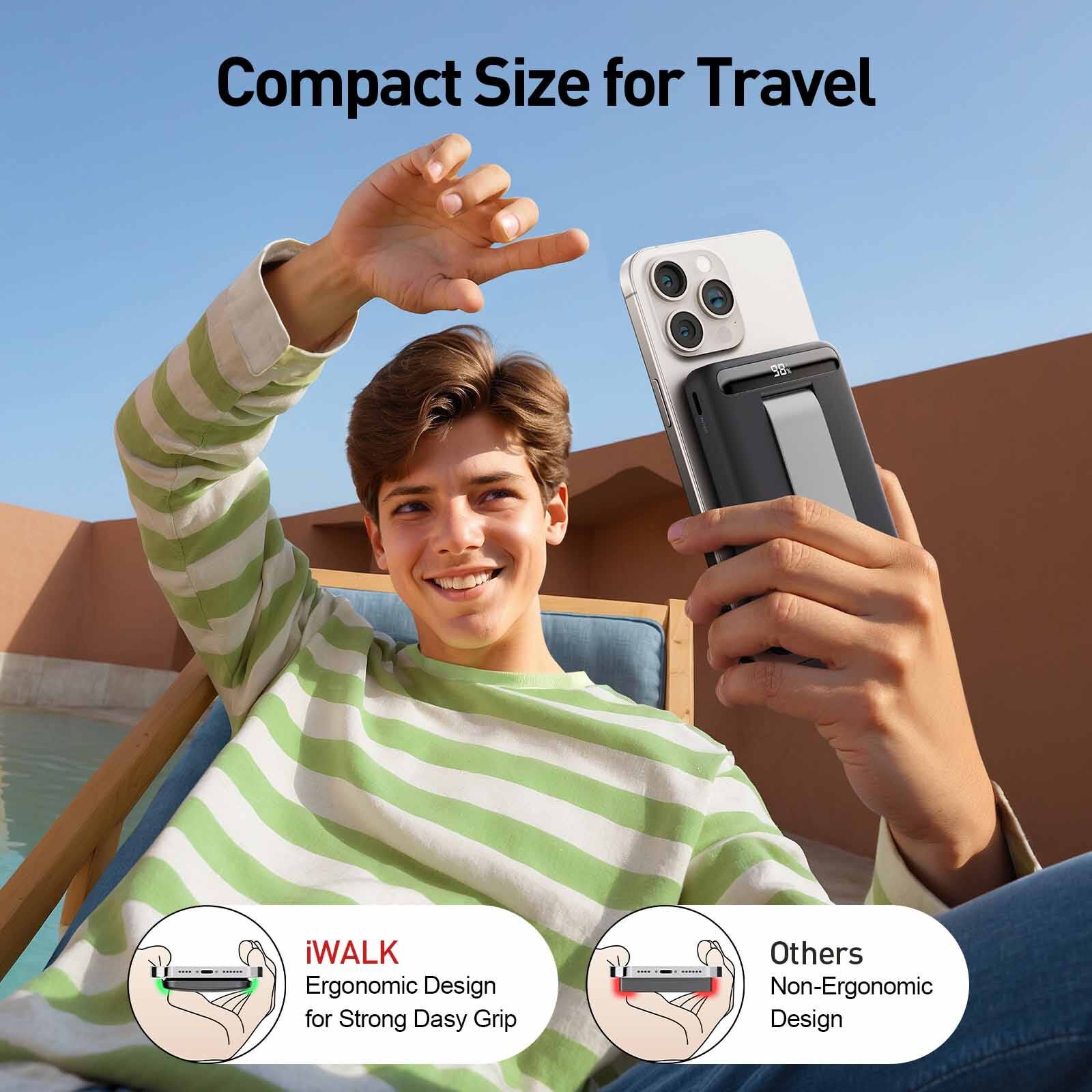IWALK Powerstand 10000mah Qi2 Magnetic Wireless Fast Charger With Multi-angle Adjustable Stand Black MXB014-001A-image 4