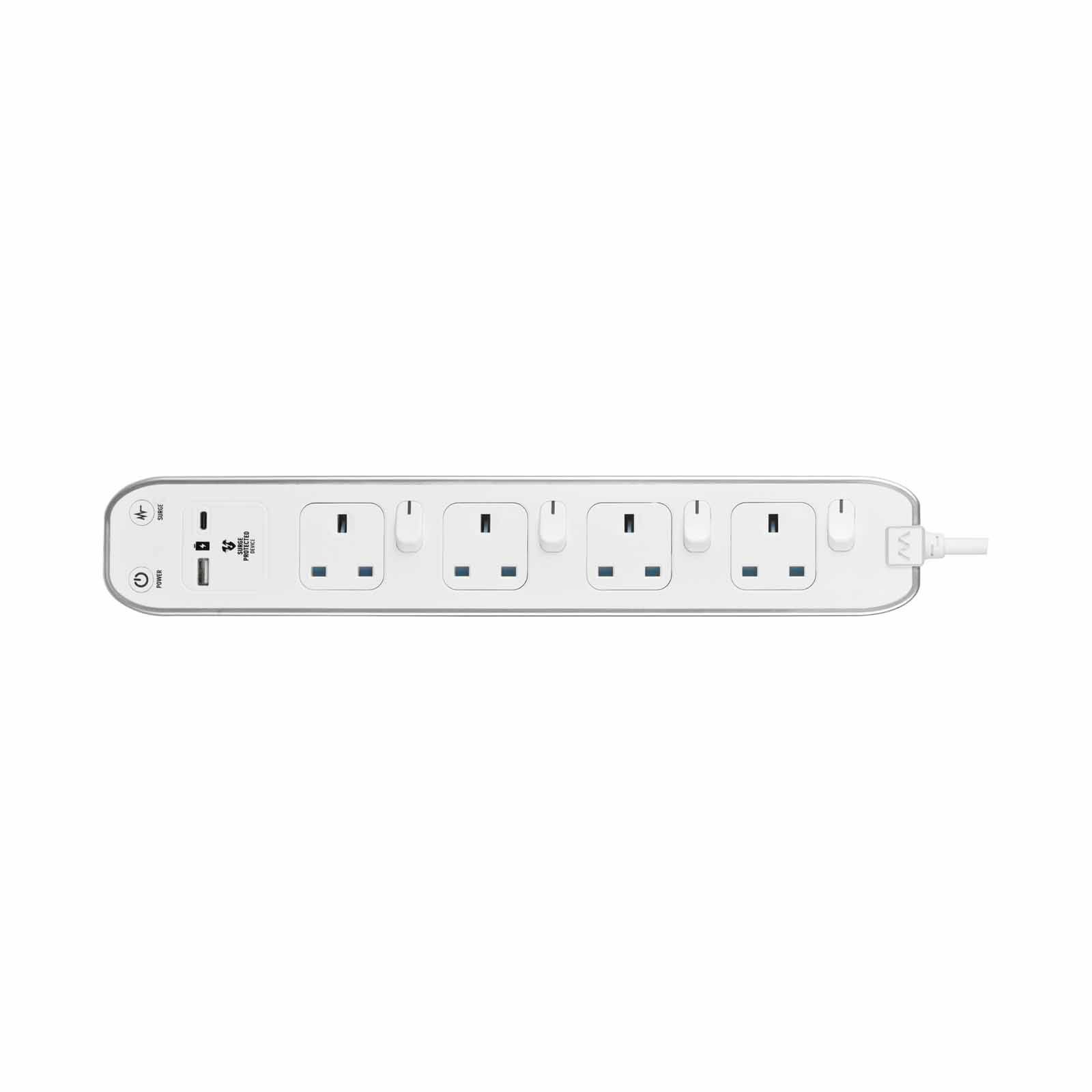 MASTERPLUG Individually 4 Gang Switched Surge Extension 2m SWSRGUAC2042PW-image 2