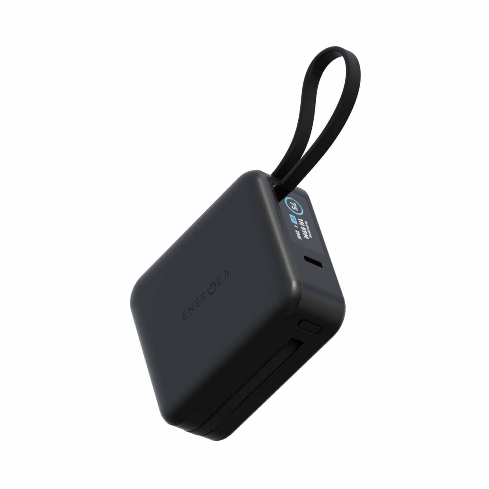 ENERGEA Magpac Mini Plus, 10000mah Magsafe Compatible Power Bank With Built-in C Cables & Display - Black MP-MINIPLUS-BLK