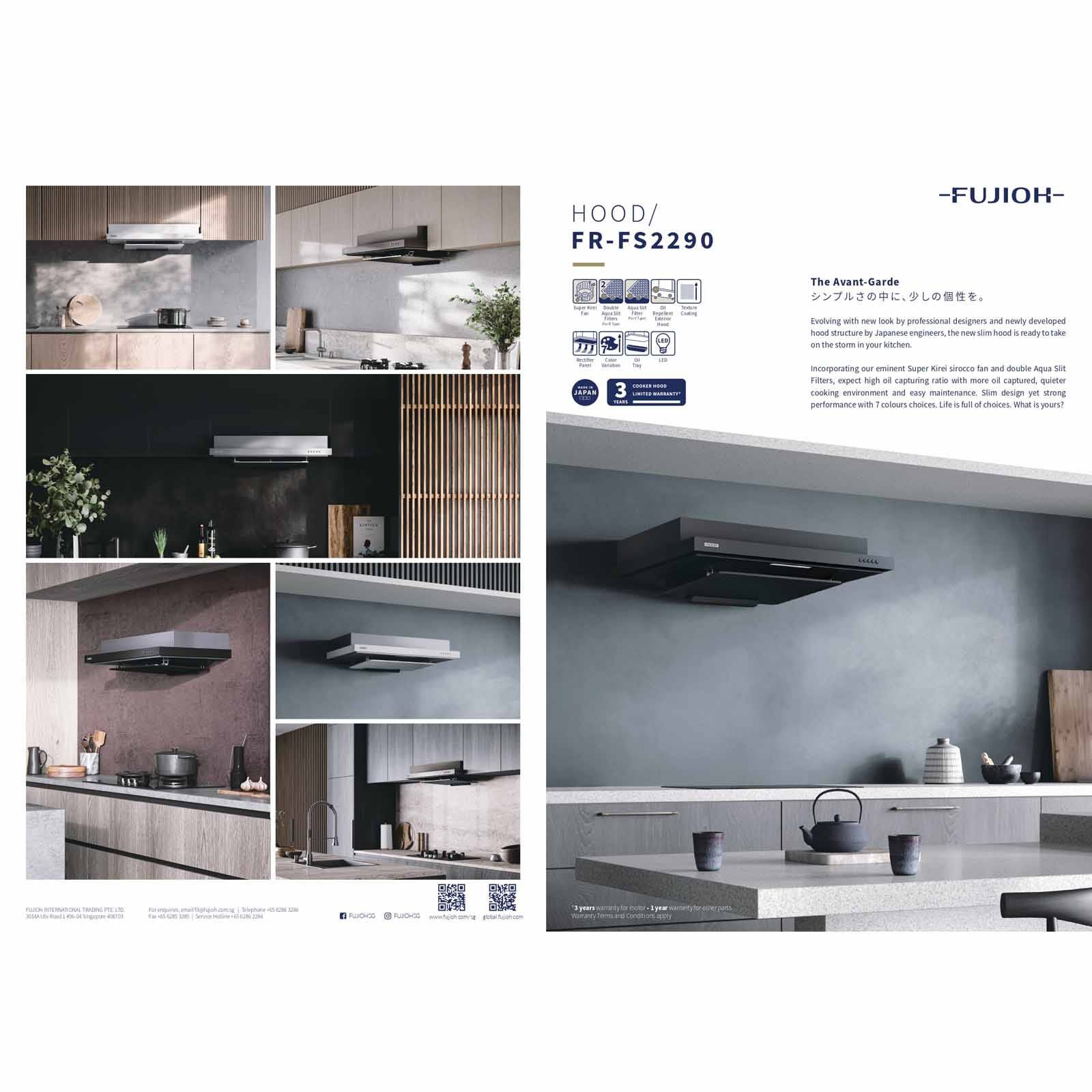FUJIOH 90cm Made In Japan Slim Hood - Texture White & Silver Metallic (exclude Installation) FR-FS2290RP XWSM-image 5