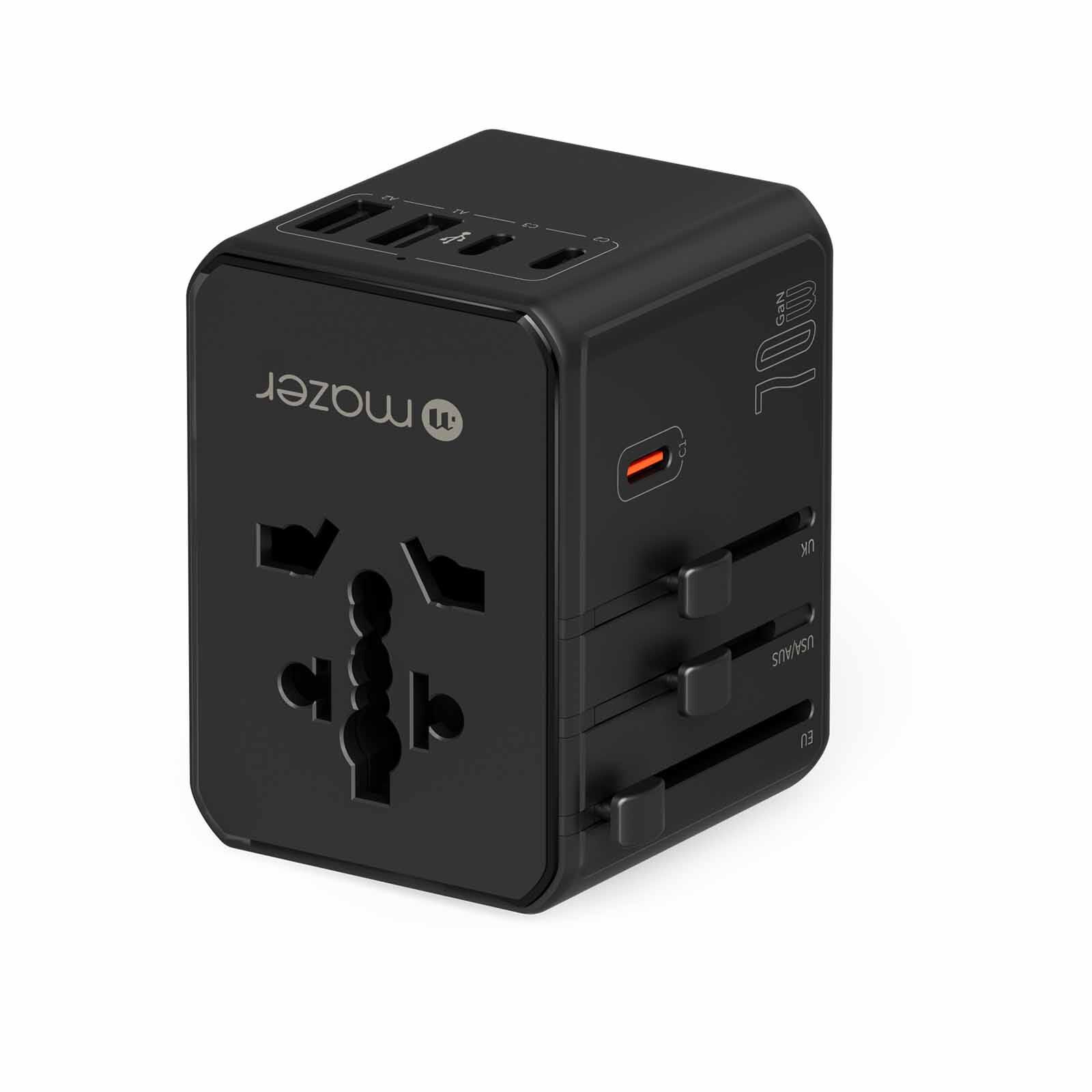 MAZER Infinitetravel 3c/2a Usb Pd70w + 3xac International Travel Adapter - Black M-TC270-BK-image 3