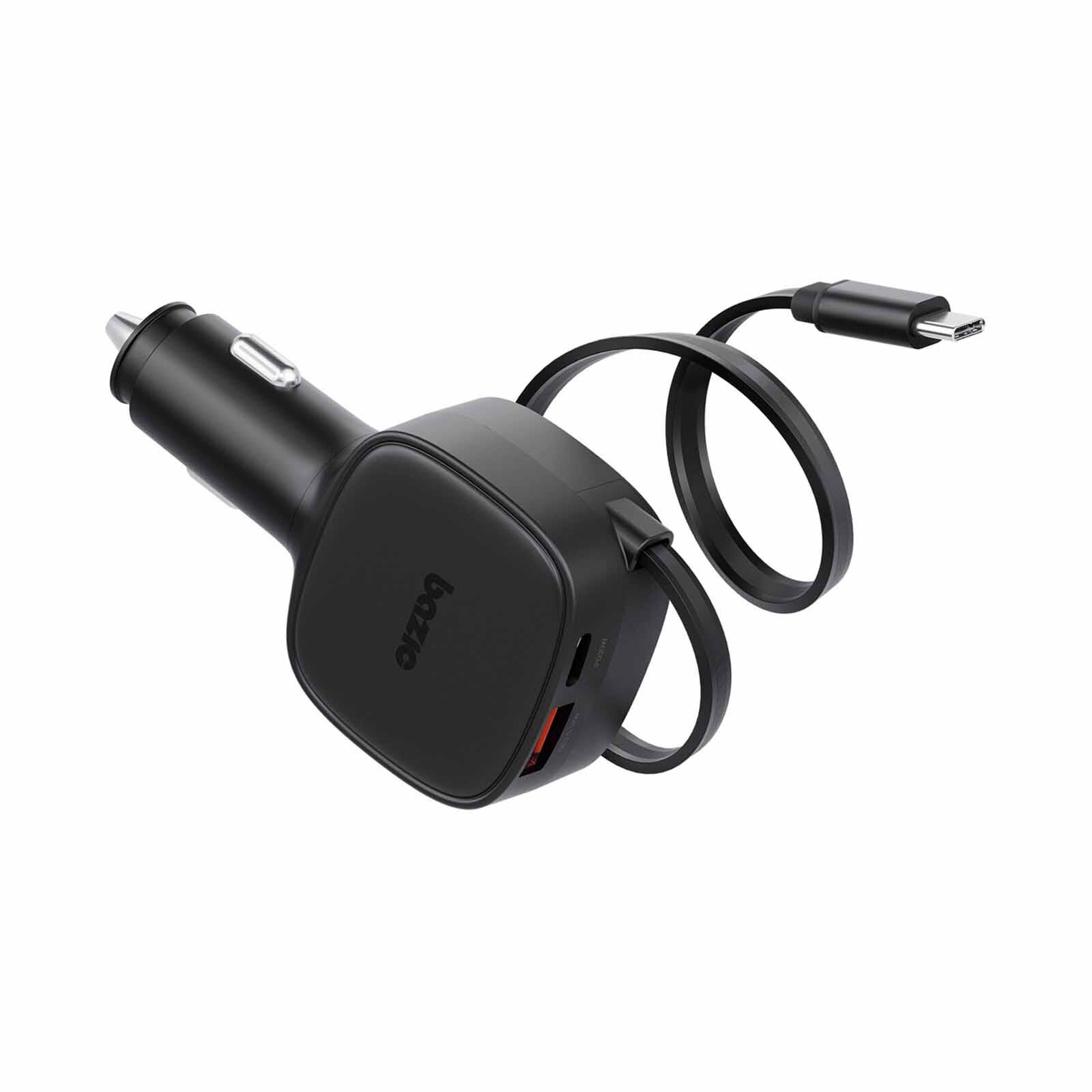 BAZIC Godrive Loop 84, 1c1a Car Charger With 75cm Retractable Usb-c Cable - Black GD-LOOP84-BLK-image 3