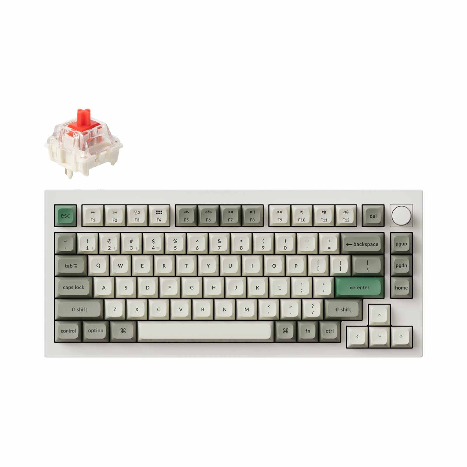KEYCHRON Keychron Q1 Max 75% 81key, Shell White, Knob, Red Switch, Rgb Hot-swap Gateron Jupiter Switch KYCN-Q1M-P1