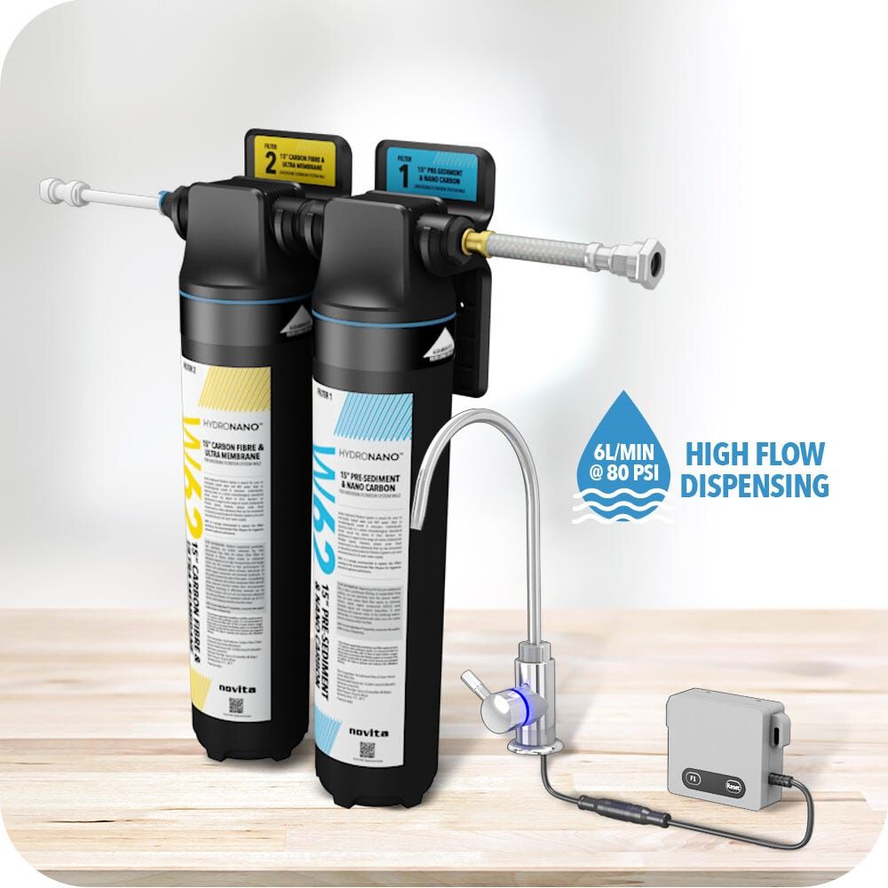 NOVITA Undersink Filtration System With Led Faucet - Silver W62 - SILVER FAUCET-image null