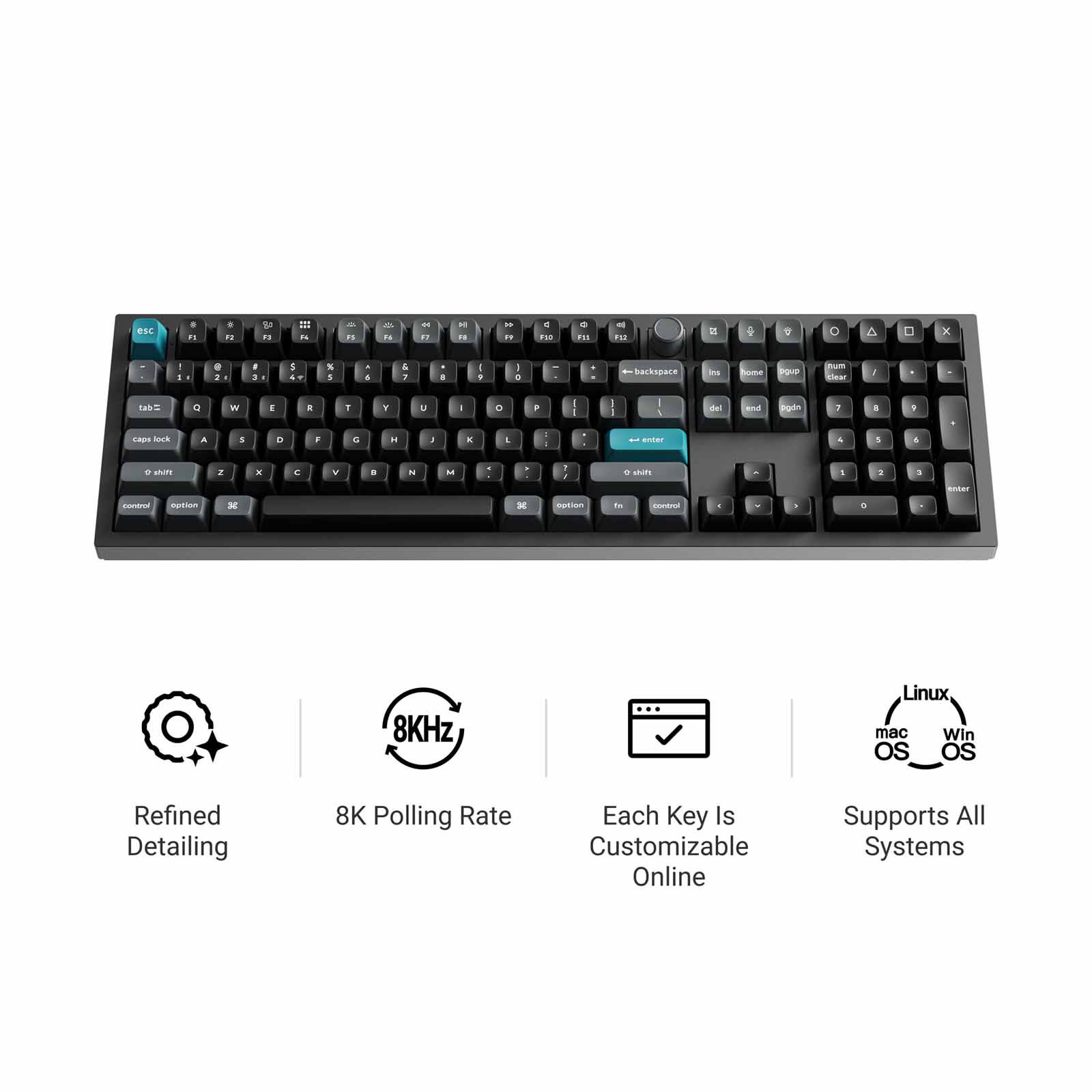 KEYCHRON Q6 Ultra 8k 100% 108 Key White Knob Rgb Hot-swap Silk Pom Brown Switch KYCN-Q6U-P3-image 2