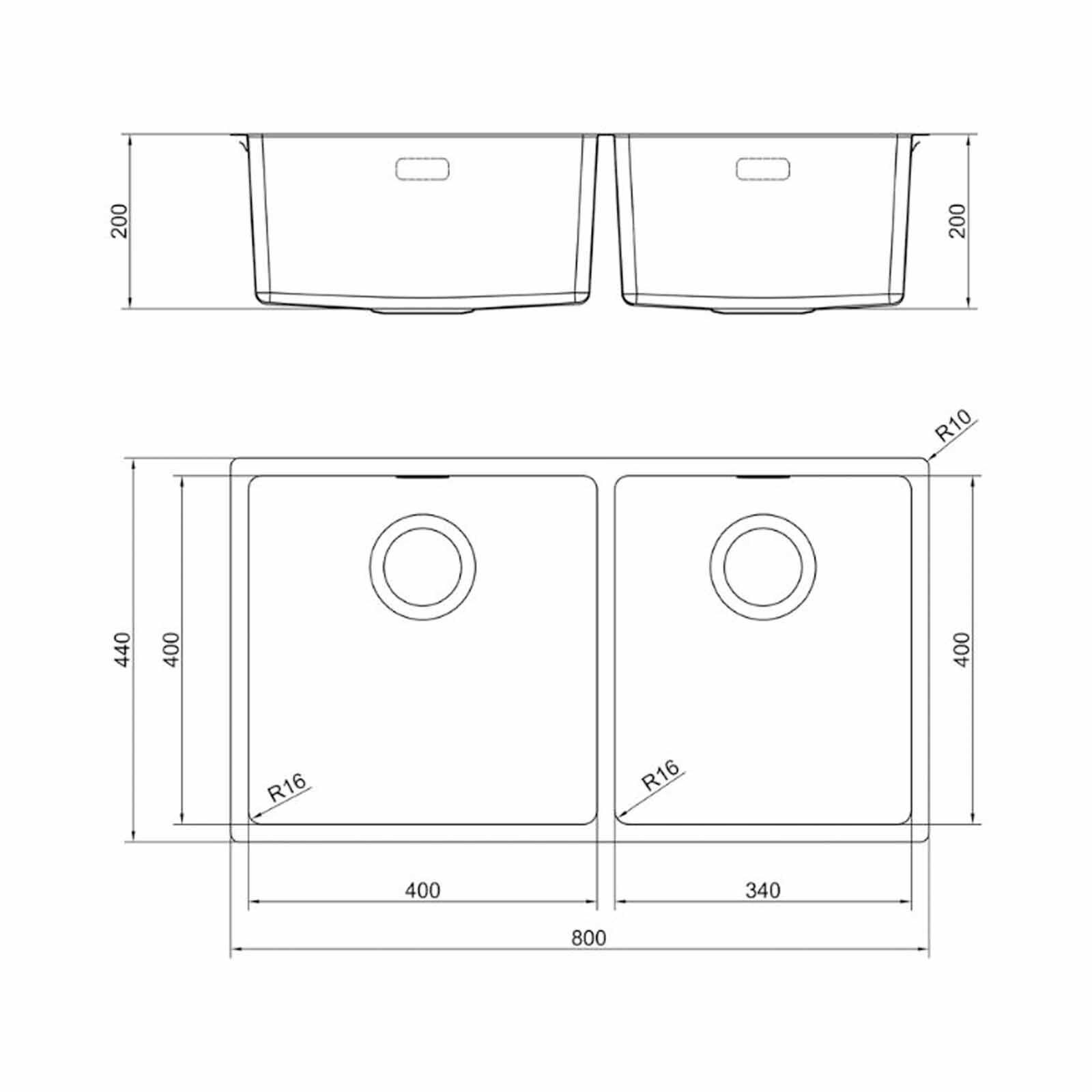FRANKE Felix Stainless Steel Undermount Double Bowl Sink - Small Bowl Right FEX120-40/34-image 2