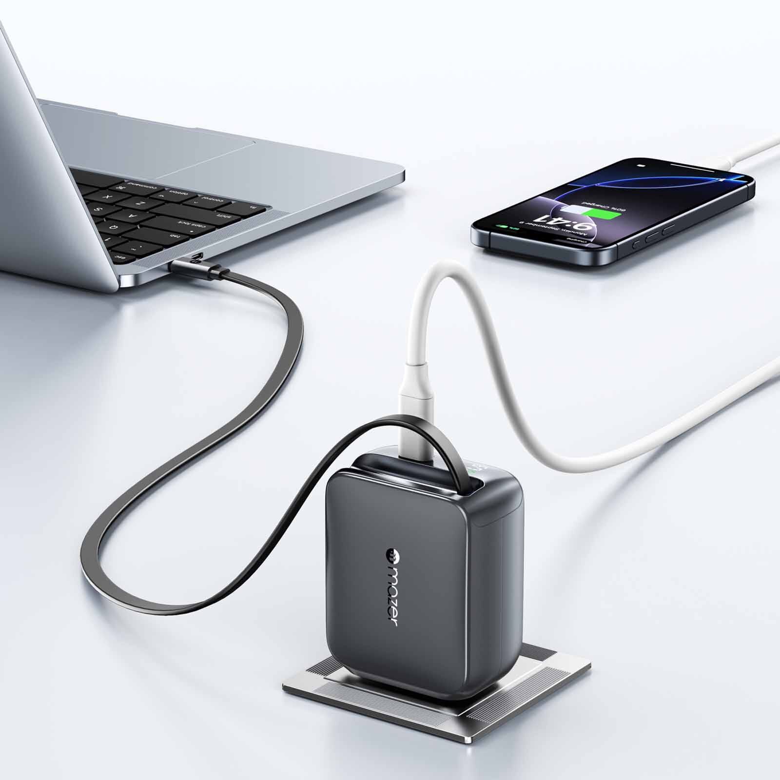 MAZER Prestigegan Pd67w Retracble-c 70cm+1c W Us+uk Travel Charger-blackgrey M-G67W-R6-BG-image 7