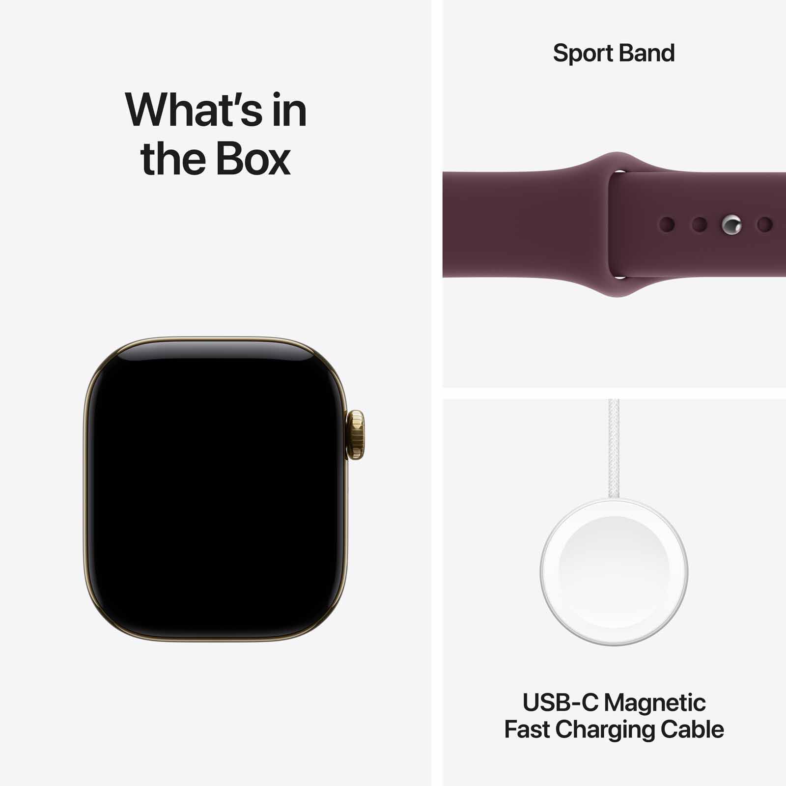 APPLE Watch Series 12 Gps + Cellular 42mm Radiant Gold Titanium Case With Burgundy Sport Band - M/l MJGK4X/A-image 3