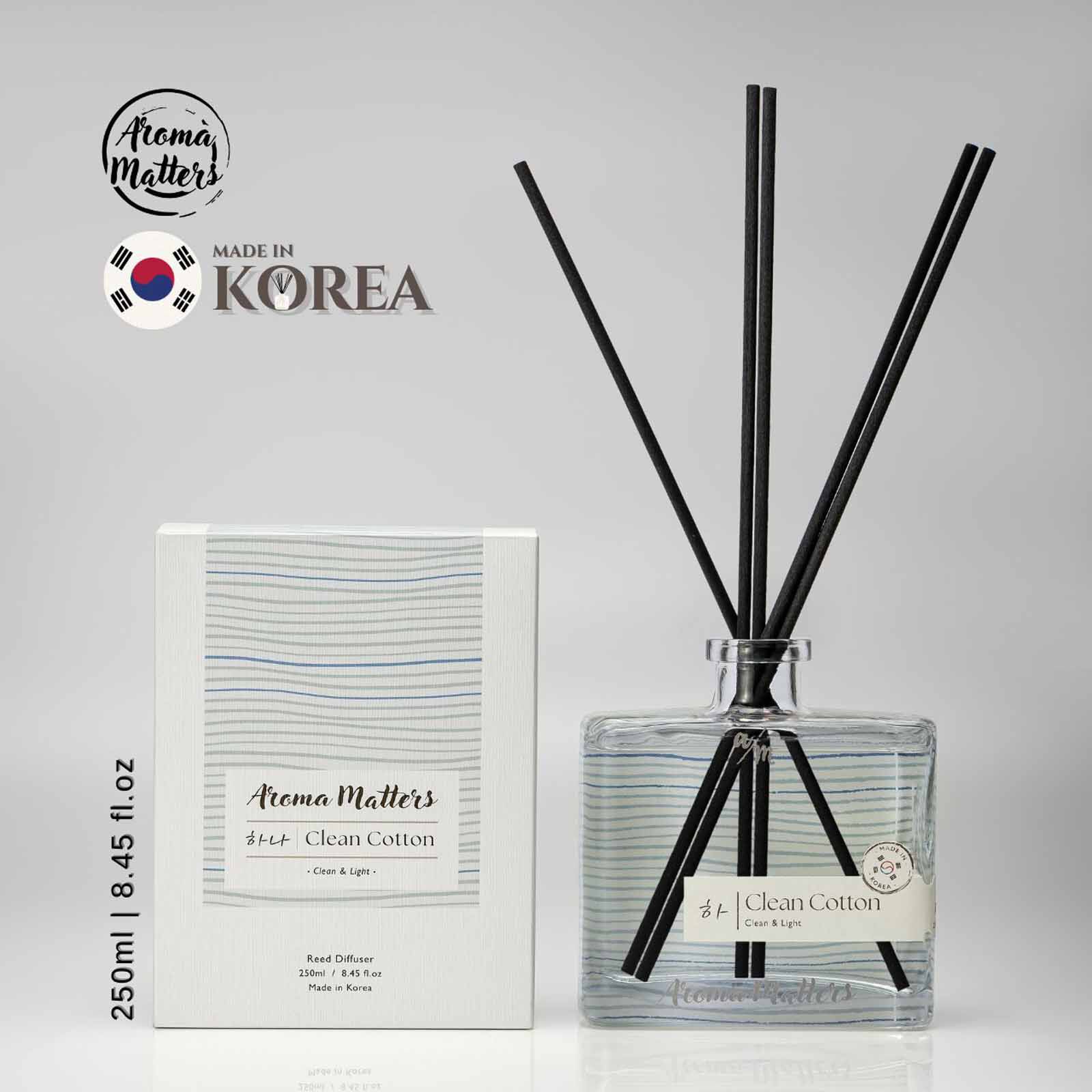 AROMA MATT Clean Cotton Reed Diffuser 8.45 Fl.oz (250ml) BOTTLE250-CLEAN COTTON-image 2