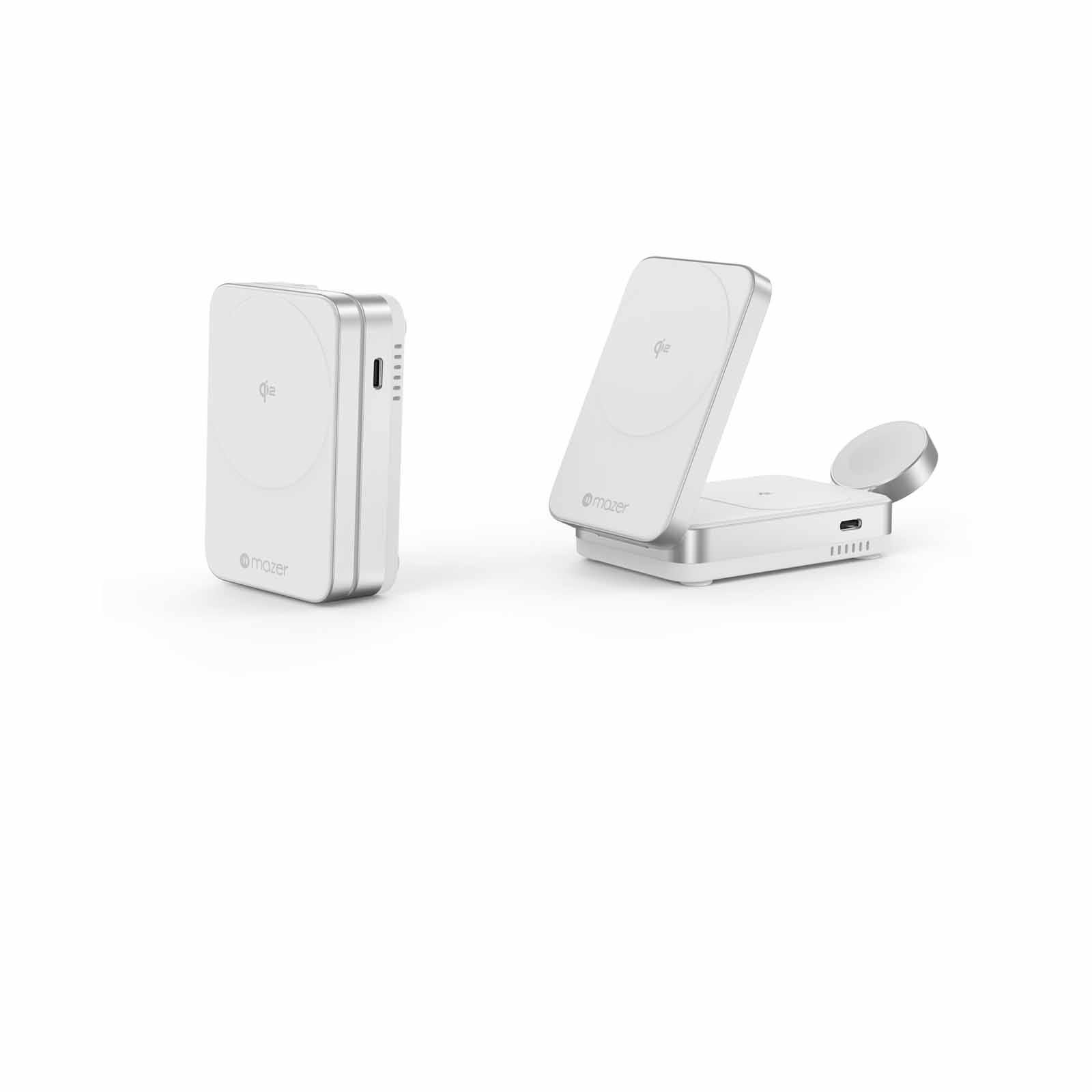 MAZER Qi2 Certified 23w Foldable 3in1 Wireless Charger - White M-QI2-MAGFOLD05-WH