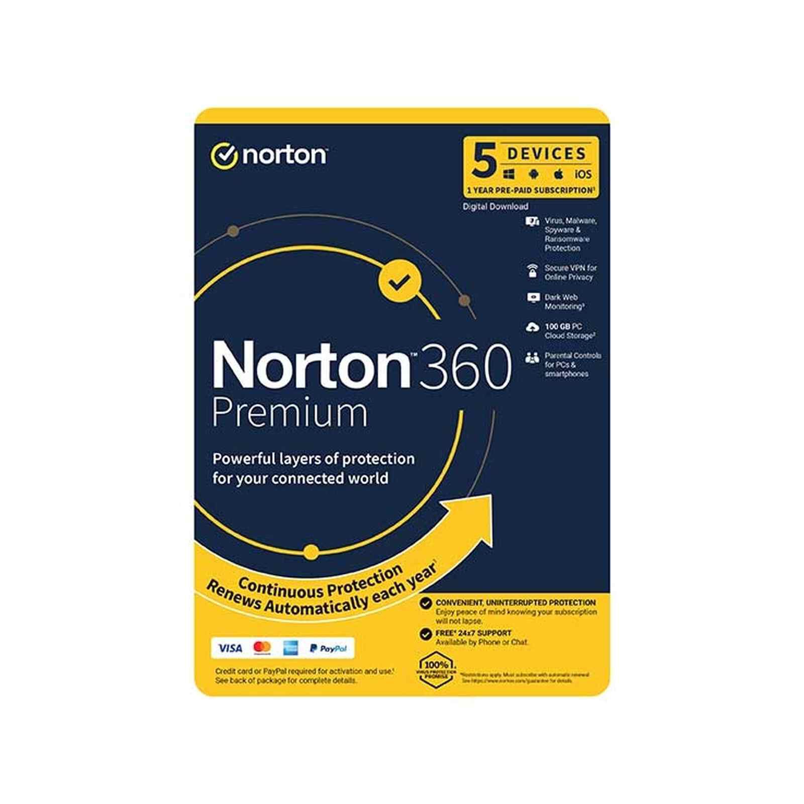 NORTON 360 Premium For Sg 100gb Ap 1 User 5 Device 12mo 21432853-image null