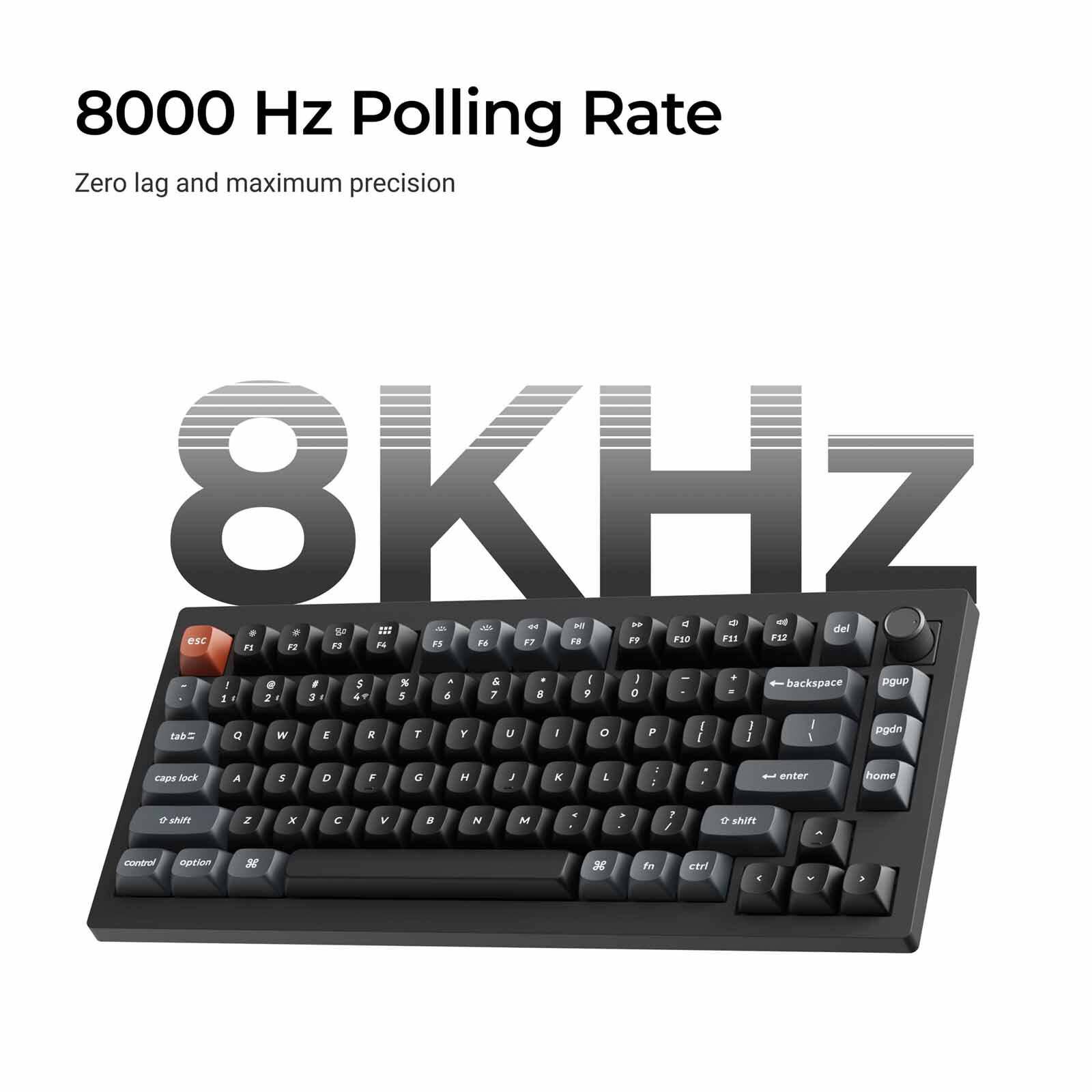 KEYCHRON V1 Ultra 8k 75% 82 Key Black Knob Rgb Hot-swap Silk Pom Brown Switch KYCN-V1U-D3-image 4