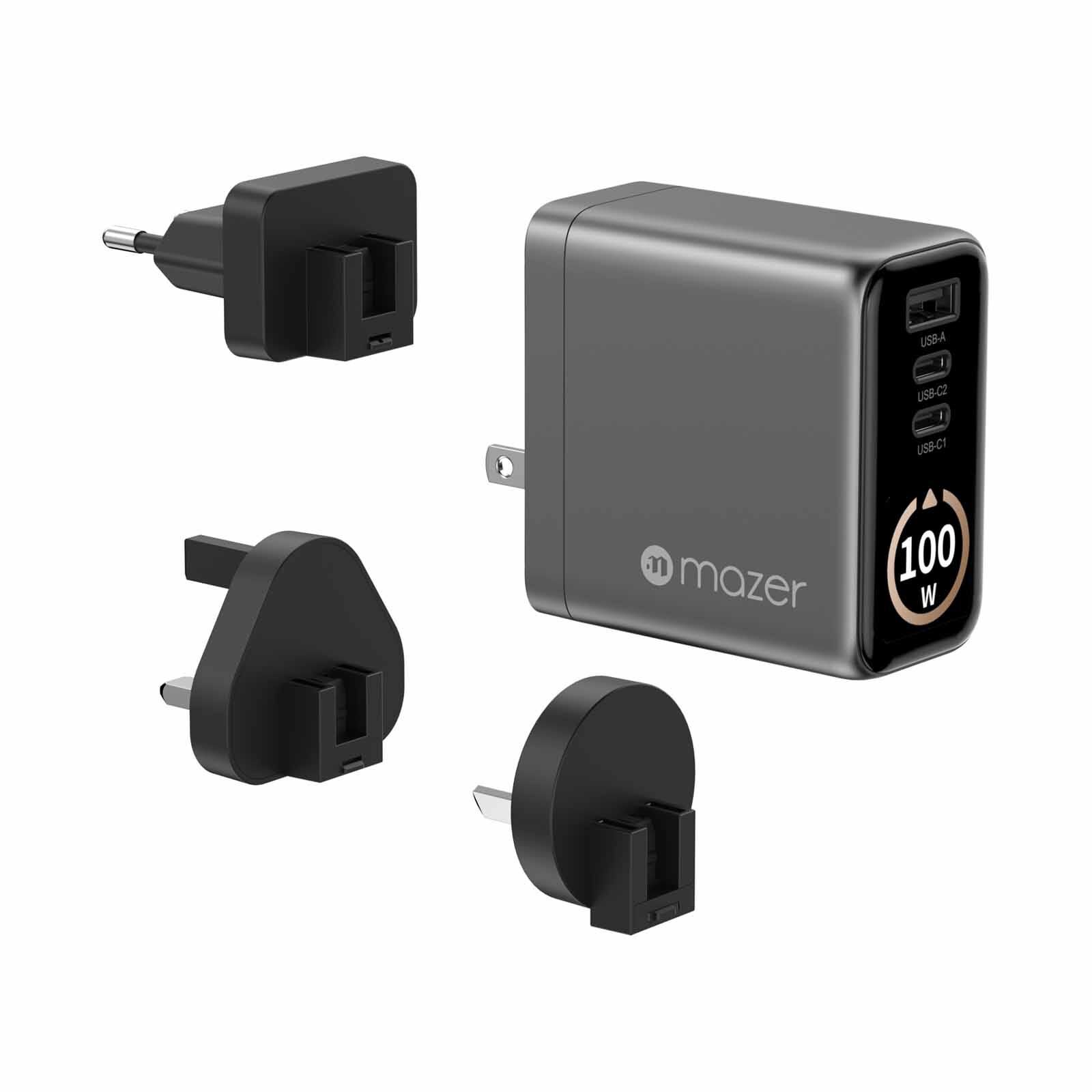 MAZER Aiprestige Gan Pd100w 2c1a With Travel Plugs-blackgrey M-AI-G100W-V7-BG-image 1