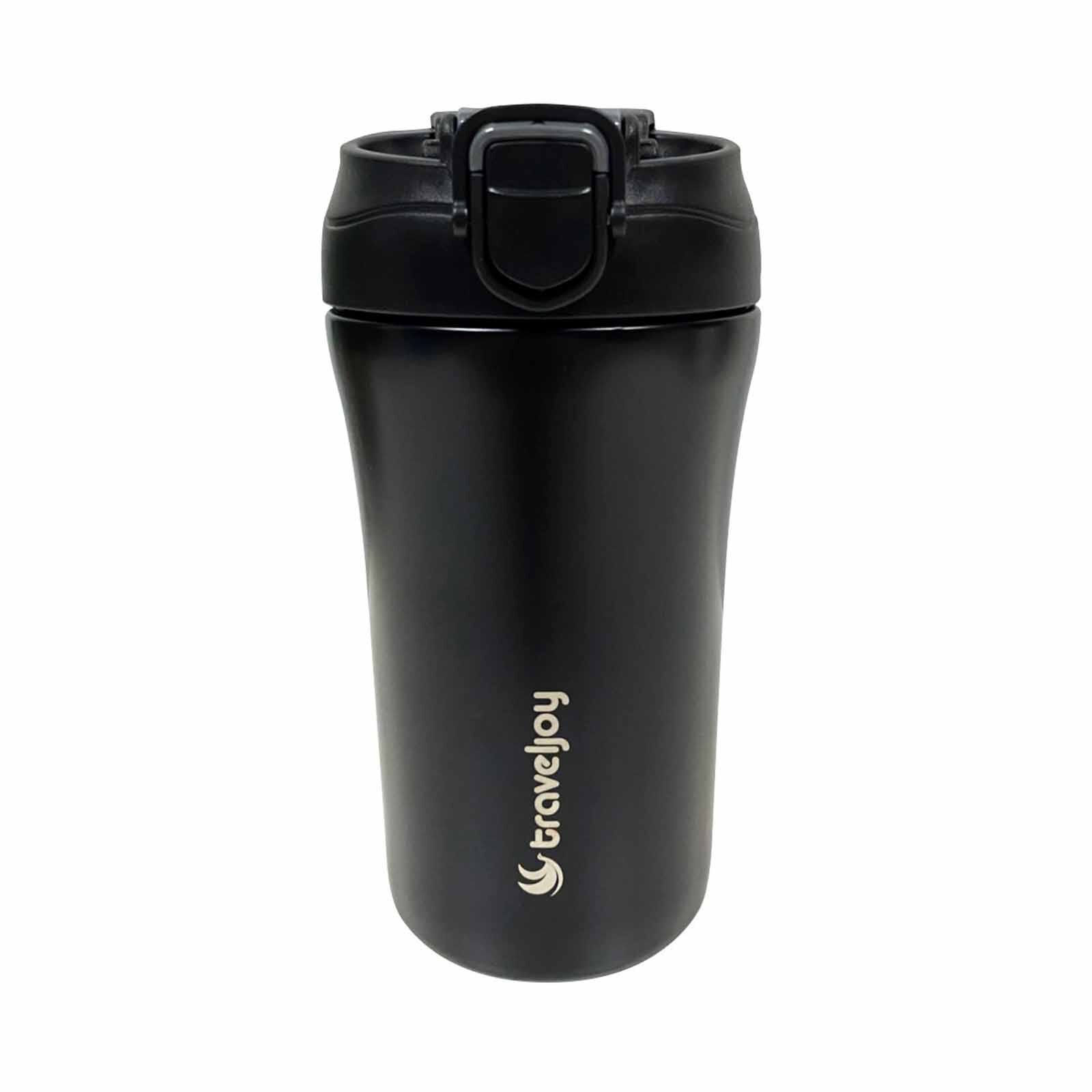TRAVEL JOY Double-walled Eco Thermal Mug With Built-in Straw (special Buy) TJ2WMUG-400-BLK