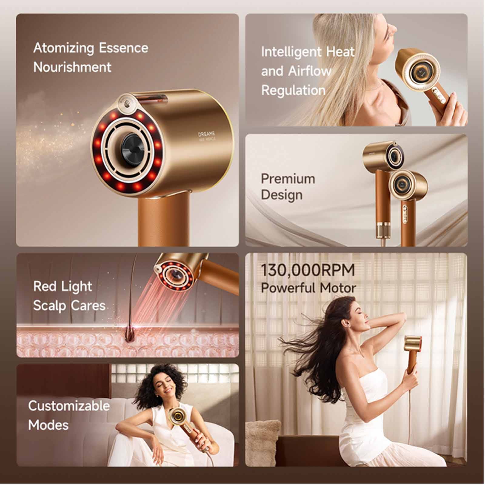 DREAME Miracle Pro Hair Dryer (1600w) - Gold DM-HDMCLEPRO-GD-image 3