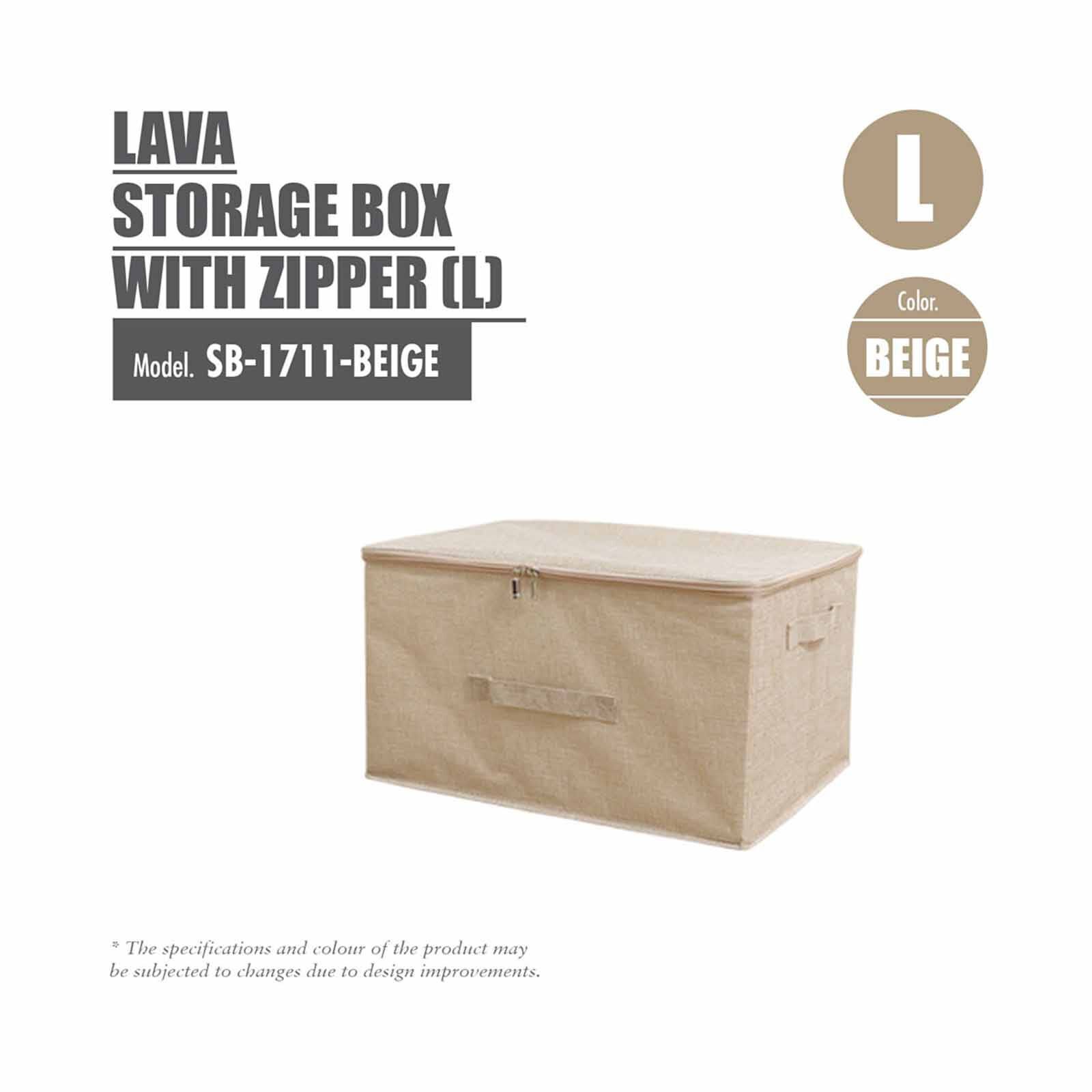 LAVA Storage Box With Zipper Lid (l) - Beige SB-1711-BEIGE-image 1