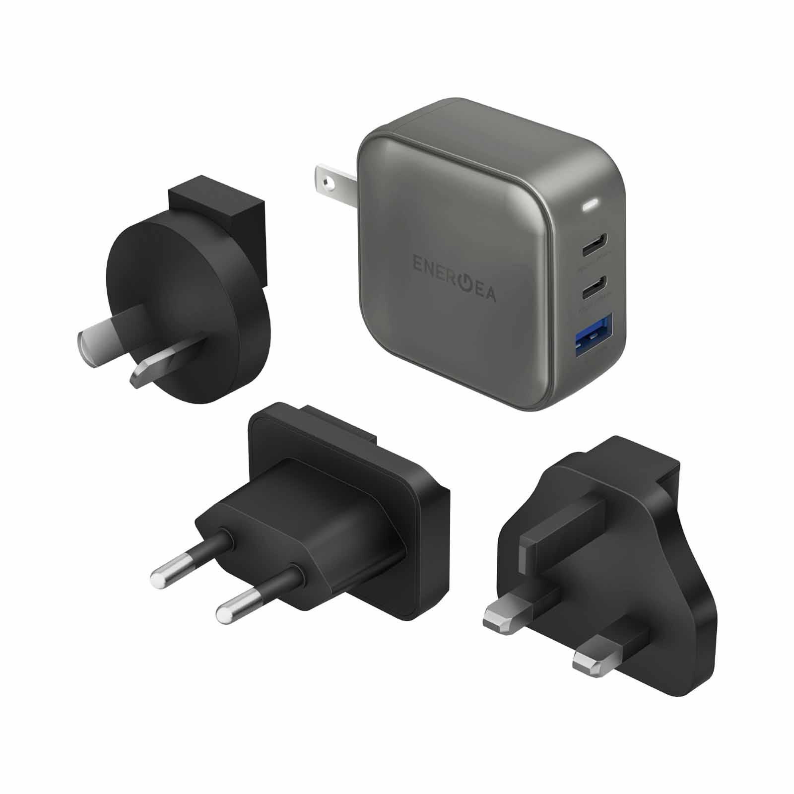 ENERGEA Travelworld Gan66, 2c1a Pd/pps/qc3.0 Wall Charger,66w (us+uk+eu+au) - Gun CHR-TW-GAN66-image 1