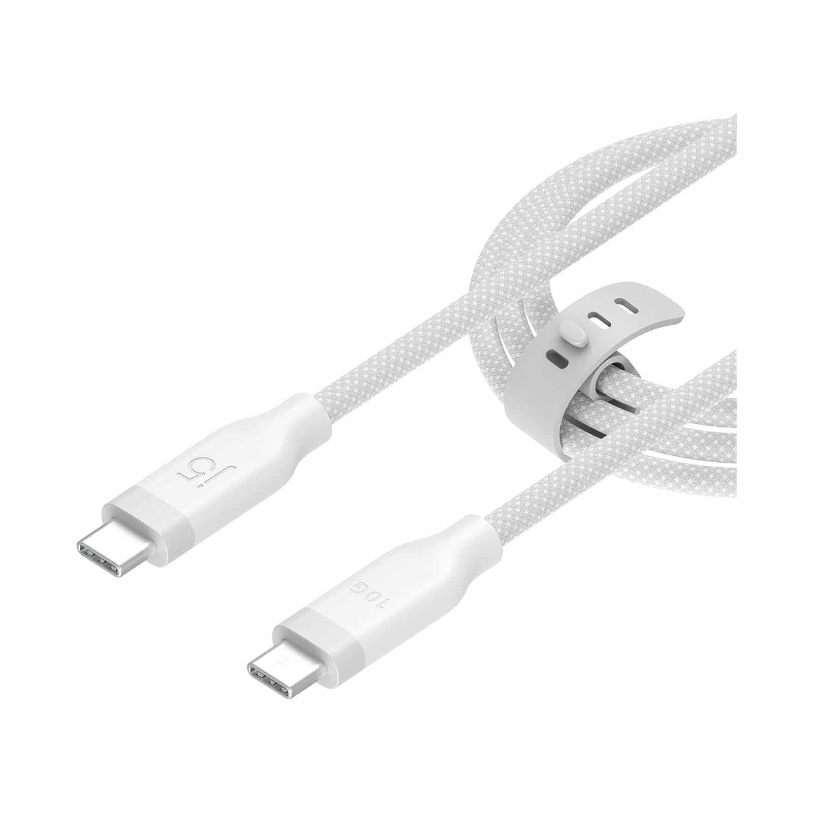 J5CREATE Usb-c 10gbps/60w Ultra Soft Double-braided Fast Charging Cable (white) JUCX19L12W-image 2