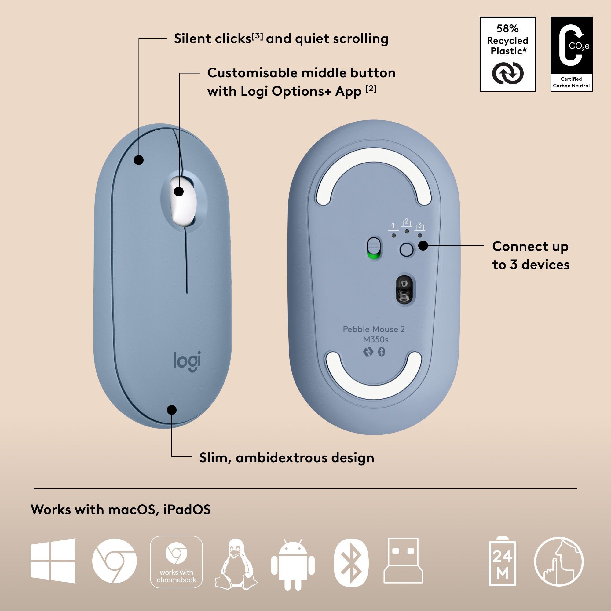 LOGITECH Pebble 2 Combo - Tonal Blue (1y) 920-012190-image 9