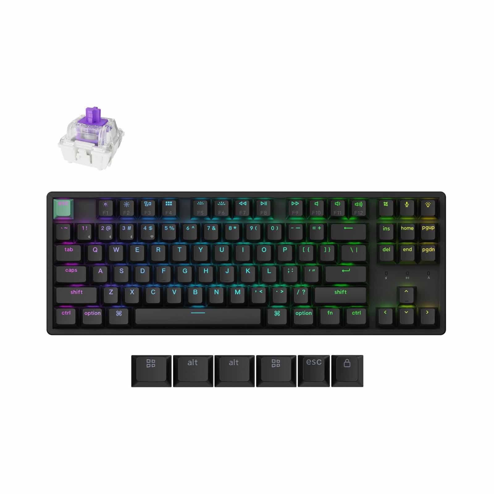 KEYCHRON K8 He 80%tkl, 87 Key, Black Full Assembled, Rgb, Hot-swap, Hall Effect Keyboard - Standard Ed. KYCN-K8H-J1