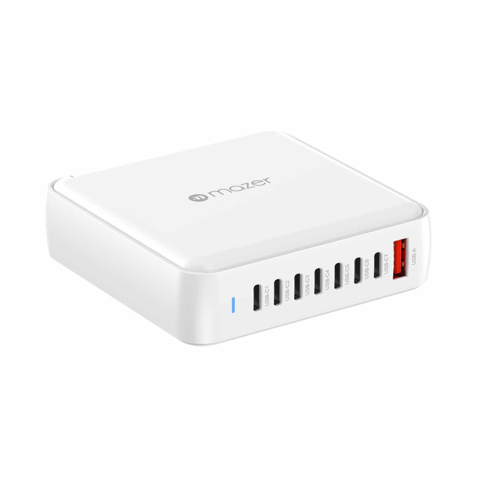 MAZER Ganprestige Uk Pd170w 8ports (7c1a) Desktop Charger With 1.5m Power Cable-white M-D170W-V5-WH-image 2