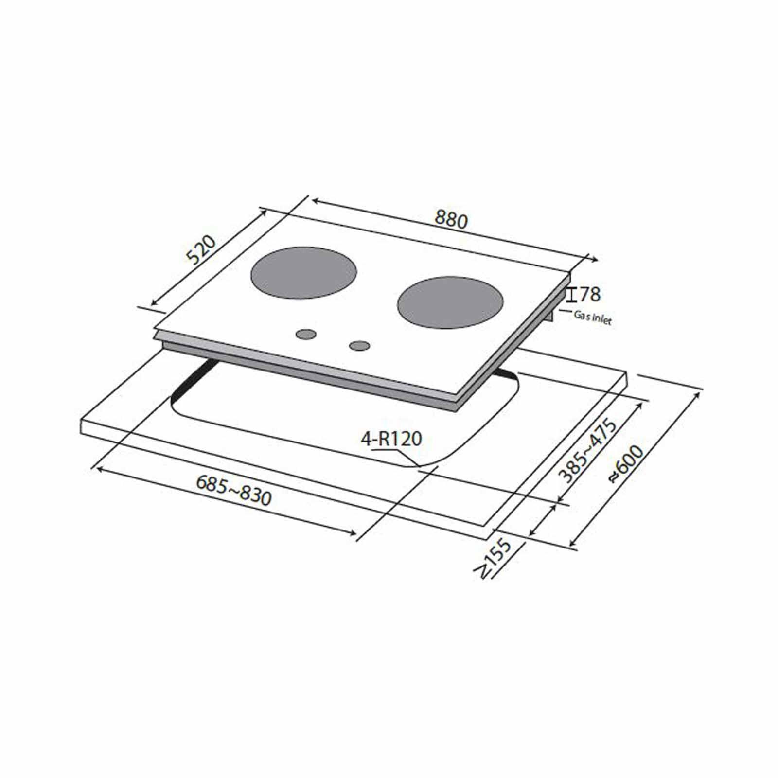MAYER 88cm 2 Burner Gas Hob - Glass Black (lpg/pub) (exclude Installation) MMGH288HI-image 3