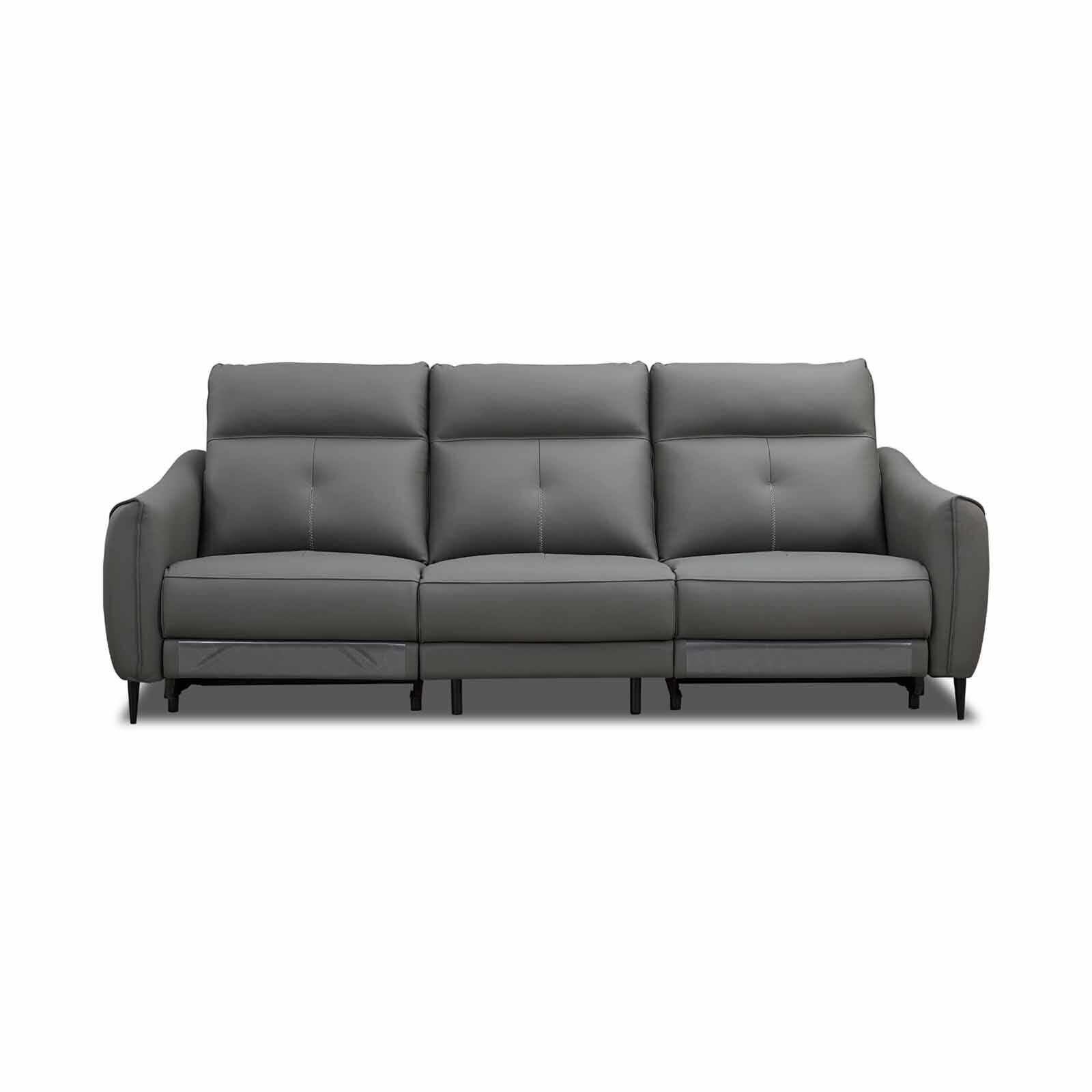 MUZE 3rr Seater (hl) Cat A Grey Half Leather Sofa NEW CLARA-image 1