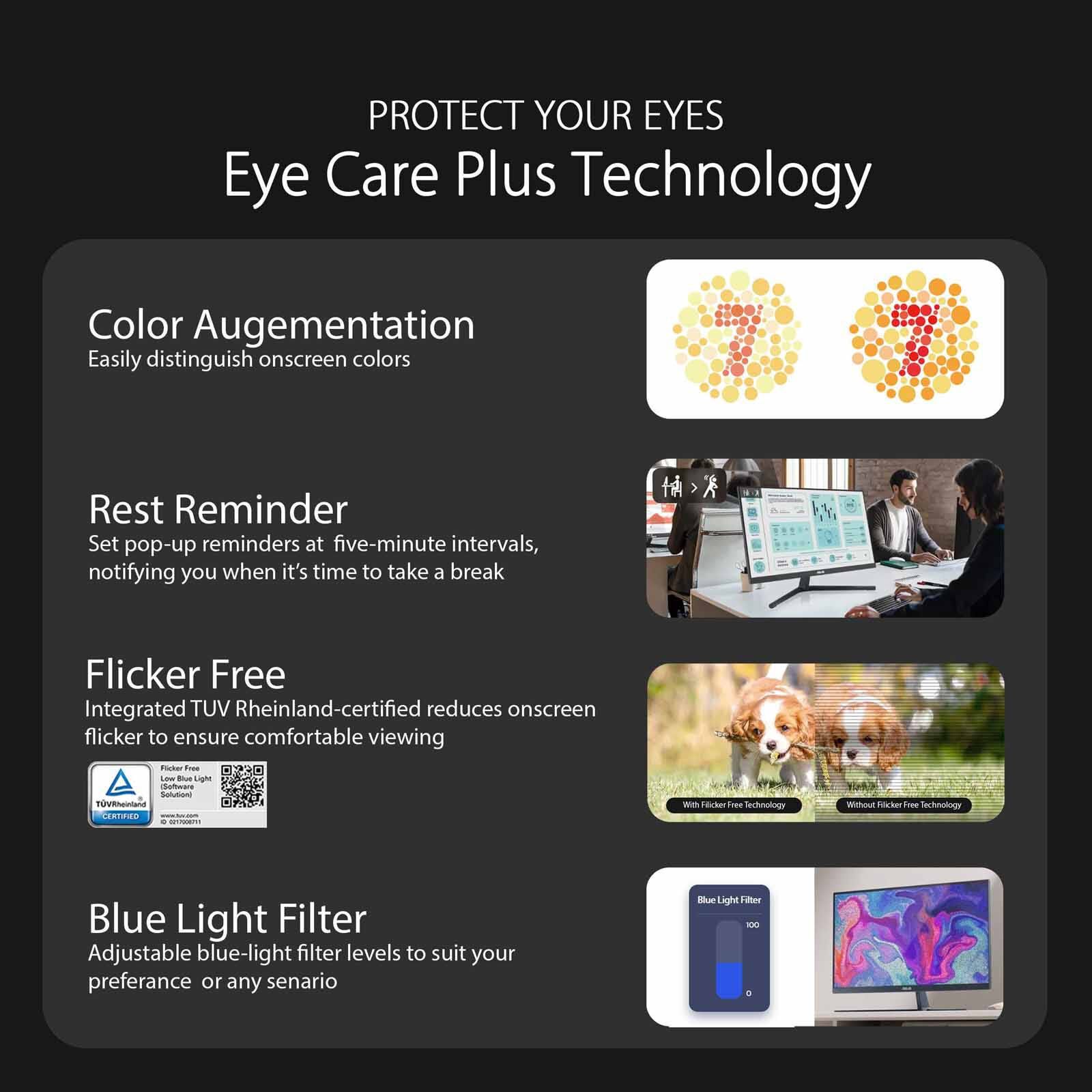 ASUS 23.8in Eyecare Fhd 100hz Gaming Monitor (quiet Blue) VU249CFE-B-image 6