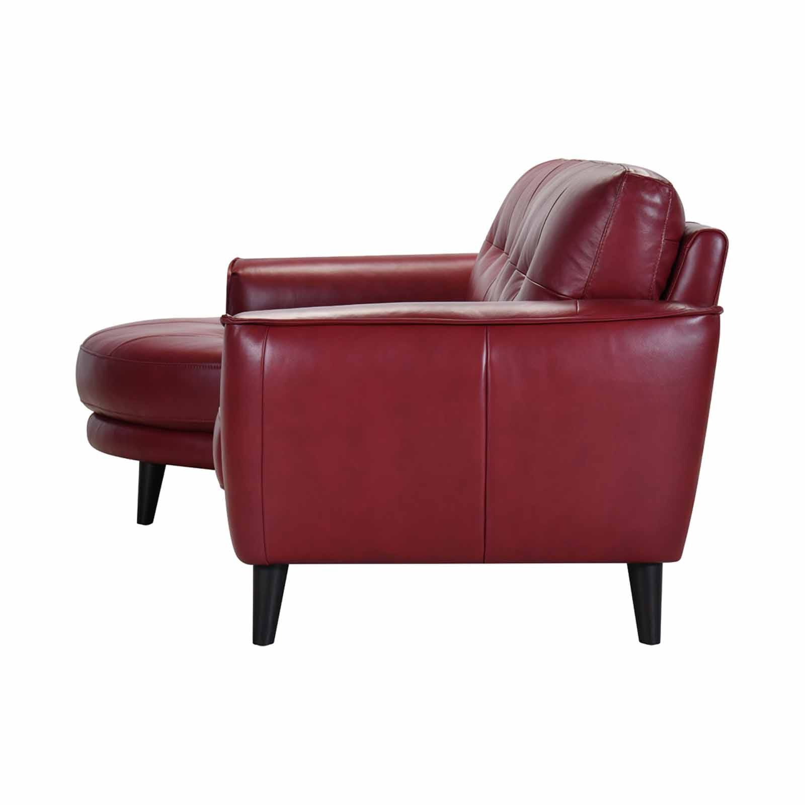 MUZE L Shaped Curve (fl) C13 Maroon Left Full Leather Sofa IMOGEN-image 3