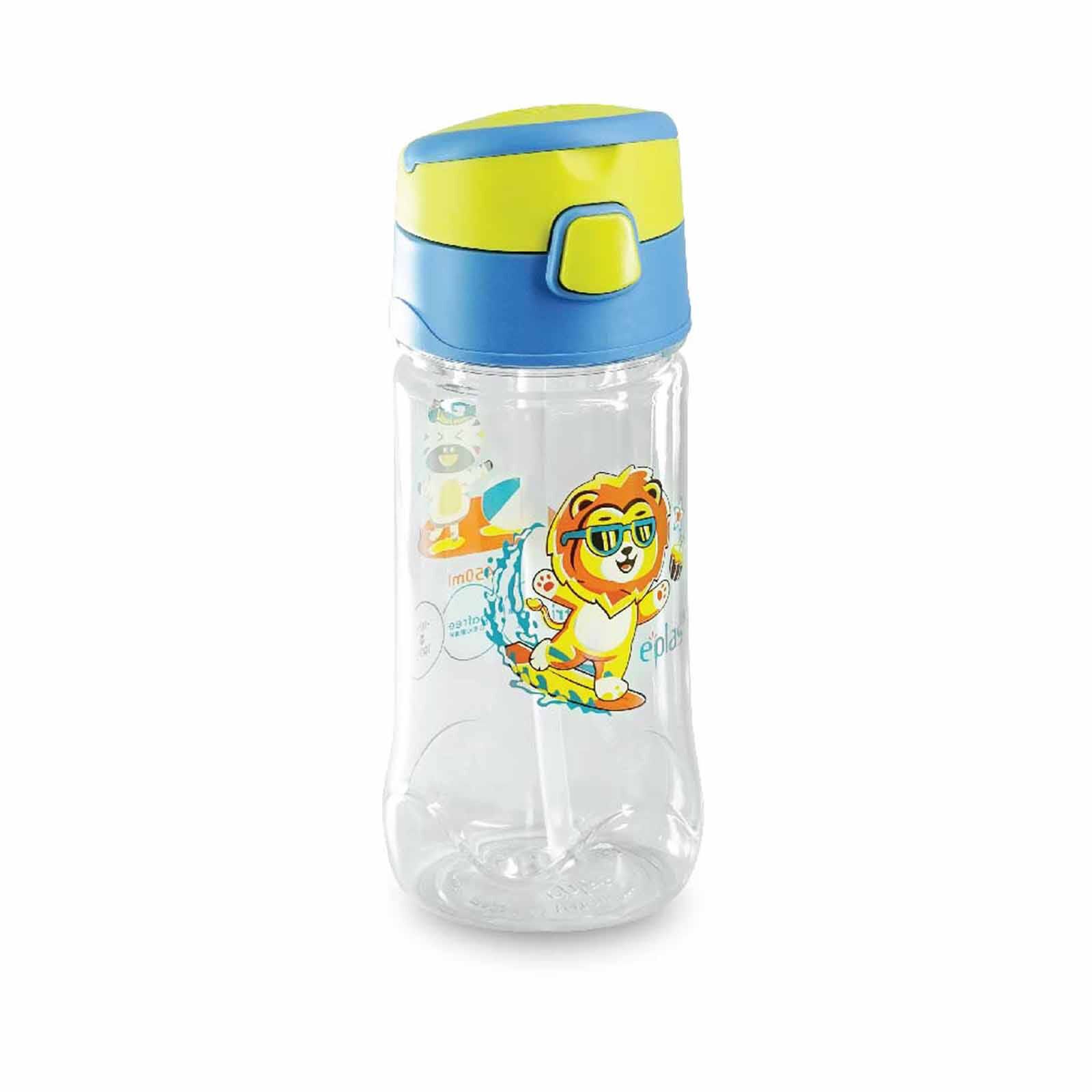 EPLAS Bpa One-touch Kid Bottles W/silicone Straw (450ml) -blue EGQP-450-image 1