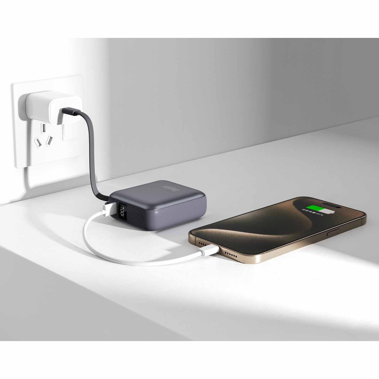 ENERGIZER 10000mah Pd+qc Lcd Built In Usb-c Cable Ccc Powerbank UE10082PQ_GY_CL-image 2